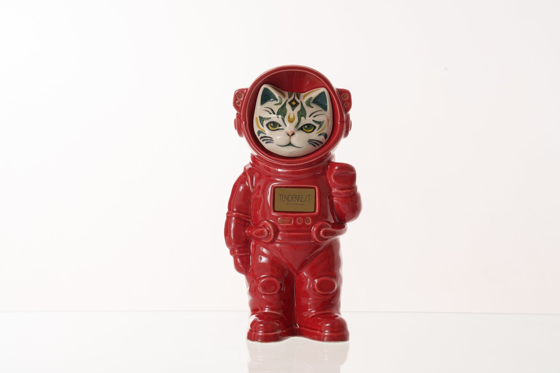 Handmade Customisable Cat Lunar Cremation Urn. Handmade Astronaut Art Urn by TenderRest Red Costume
