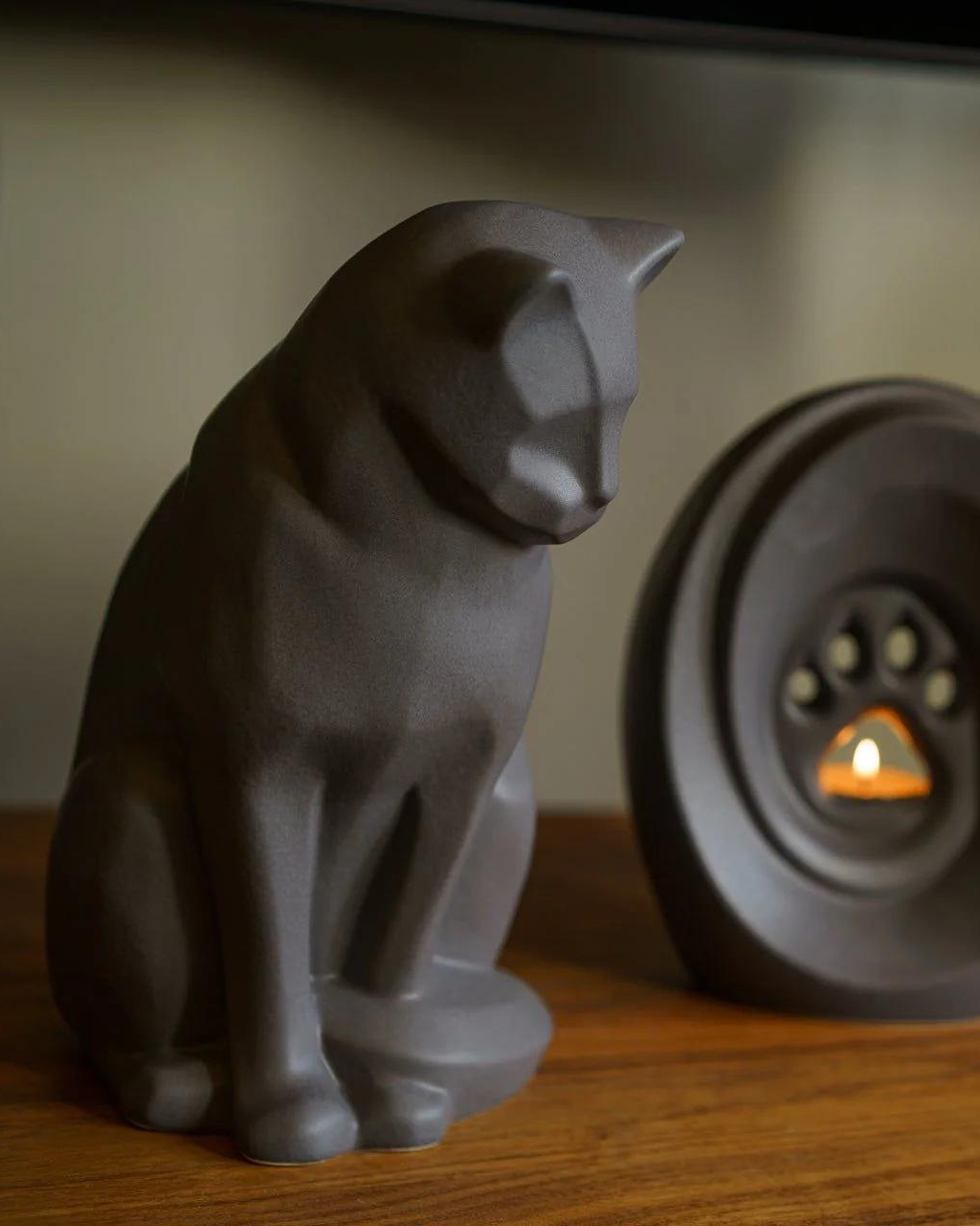 Neko Memorial Urn for Ashes by Pulvis Art Urns. Cat Urns