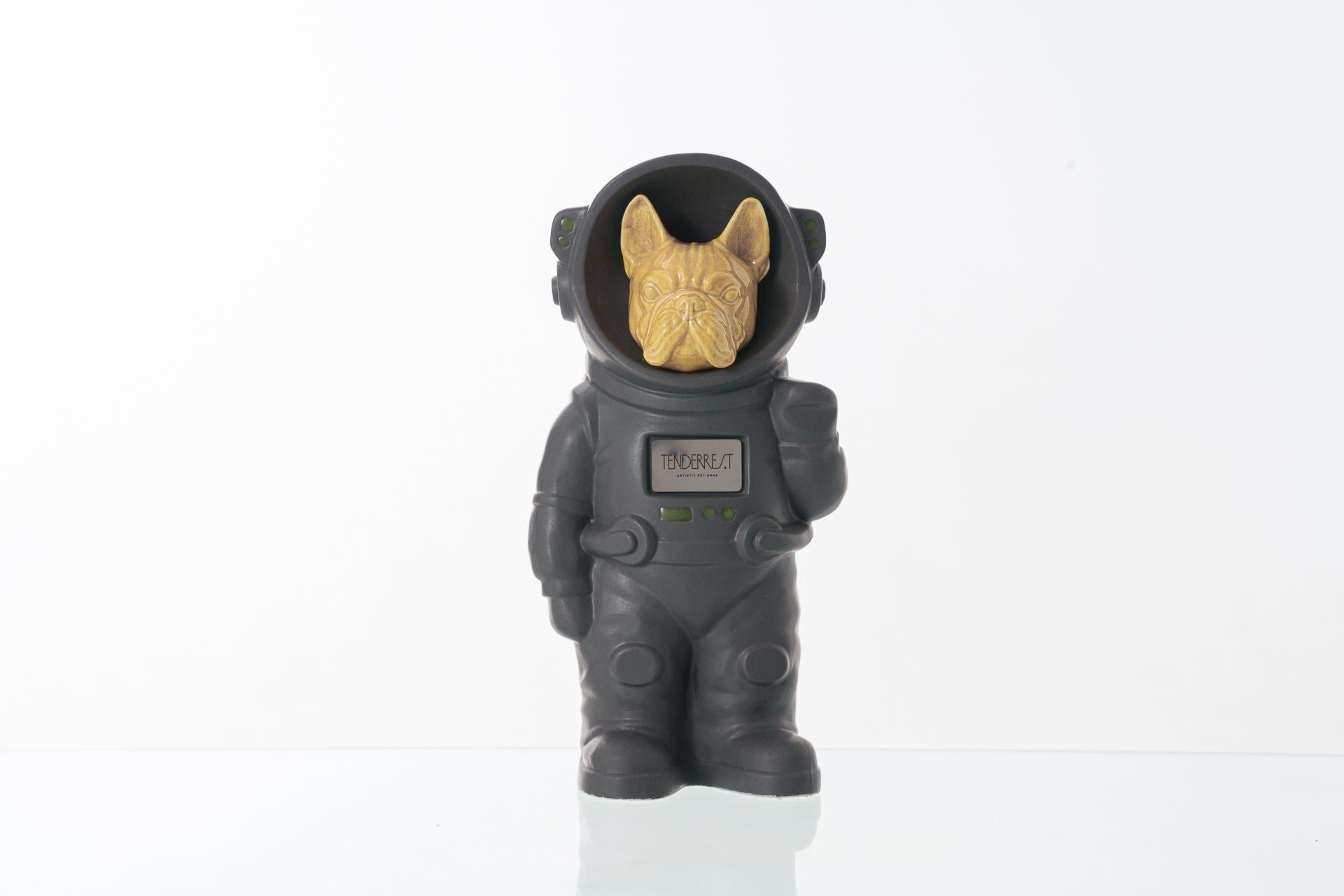 Urn for Ashes Astronaut Dog French Bulldog. Handmade Customisable Dog Cremation Urn. Handmade Astronaut Art Urn. Keepsake for Ashes by TenderRest. Grey Costume