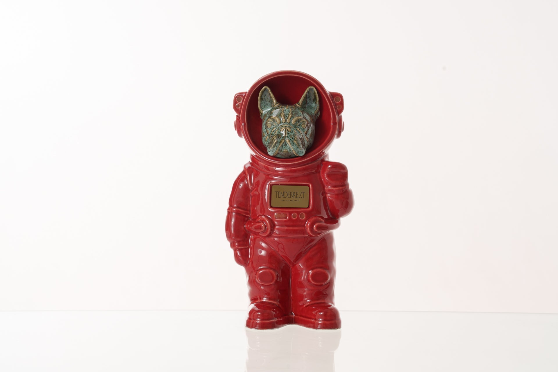 Urn for Ashes Astronaut Dog French Bulldog. Handmade Customisable Dog Cremation Urn. Handmade Astronaut Art Urn. Keepsake for Ashes by TenderRest. Red Costume