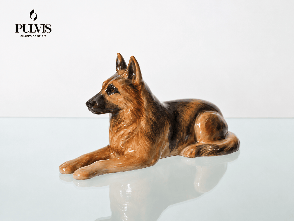 Pulvis Art Urns Custom Pet Urn Custom Decorated Pet Urn - Handmade | German Shepherd | Ceramic Pet Urn