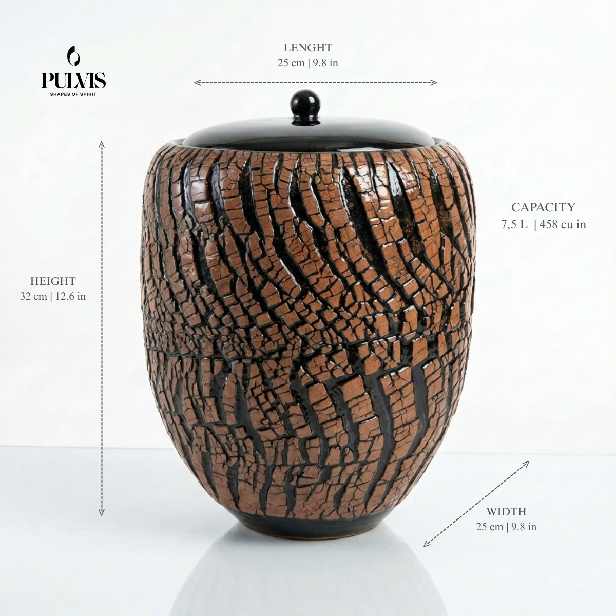 Urne funéraire « Echo » - Urne en céramique imprimée en 3D | Bleu chiné | Grande