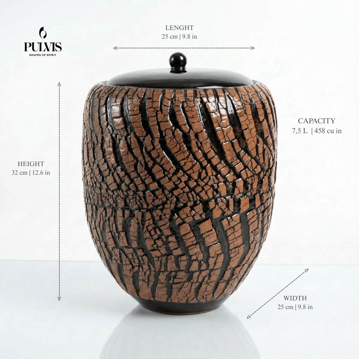 Pulvis Art Urns Adult Size Urn Handmade Cremation Urn "Halo" - Large | Pottery Wheel Urn