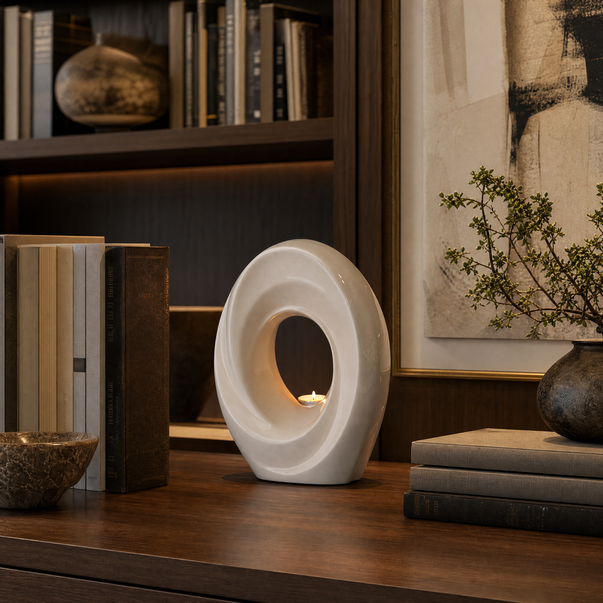 Handmade Cremation Urn for Ashes "The Passage" - Large Urn | Off-white | Ceramic - Pulvis Art Urns
