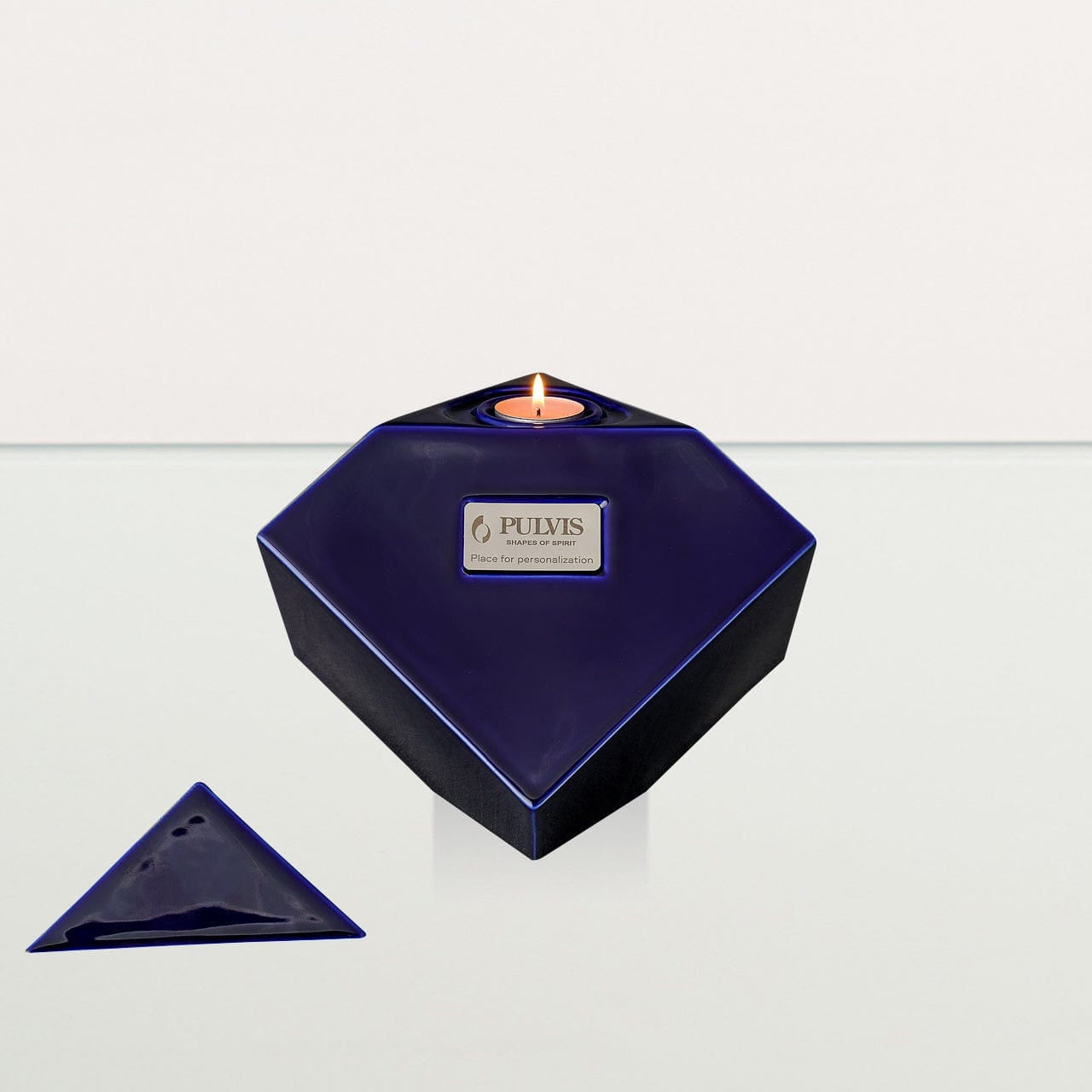 Abstract Cremation Urn for Ashes - Large | Cobalt Metallic | Ceramic Urn - Pulvis Art Urns