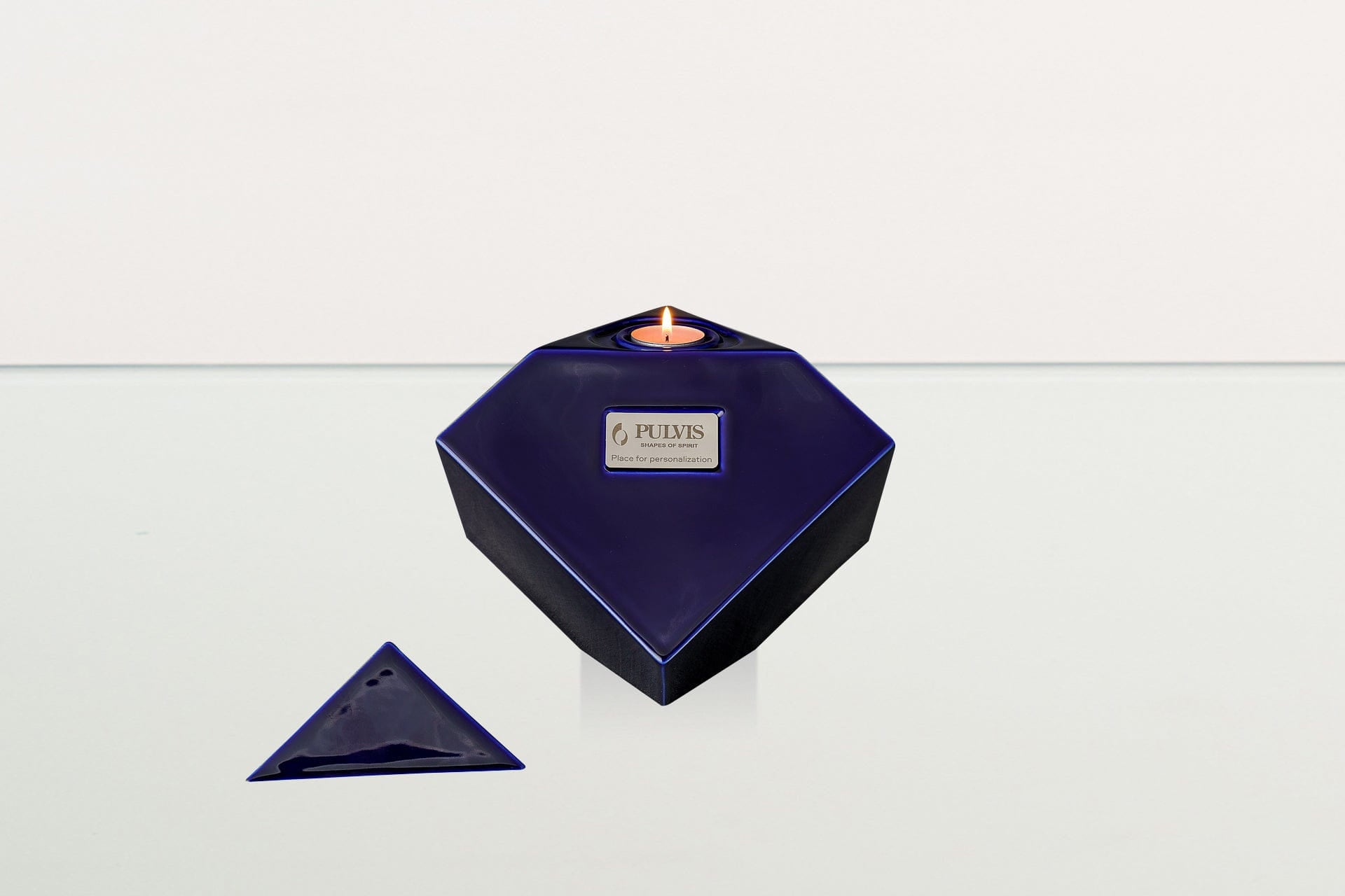 Abstract Cremation Urn for Ashes - Large | Cobalt Metallic | Ceramic Urn - Pulvis Art Urns