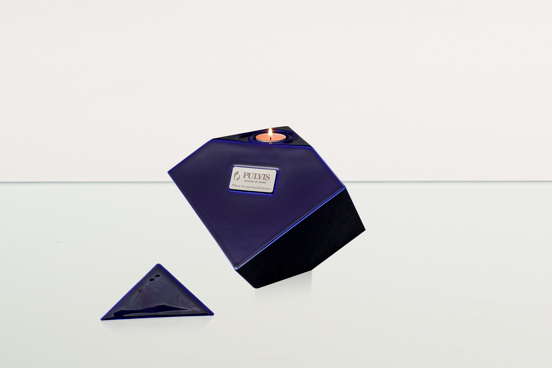 Abstract Cremation Urn for Ashes - Large | Cobalt Metallic | Ceramic Urn - Pulvis Art Urns