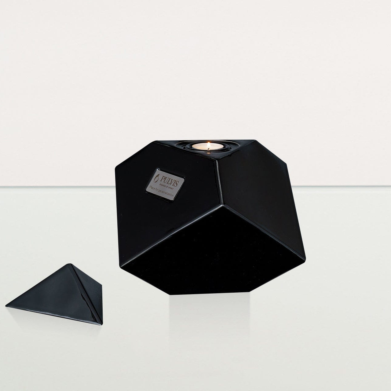 Abstract Cube Cremation Urn for Ashes - Large | Lamp Black | Ceramic Urn - Pulvis Art Urns