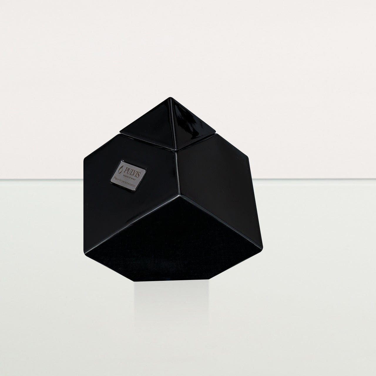 Abstract Cube Cremation Urn for Ashes - Large | Lamp Black | Ceramic Urn - Pulvis Art Urns