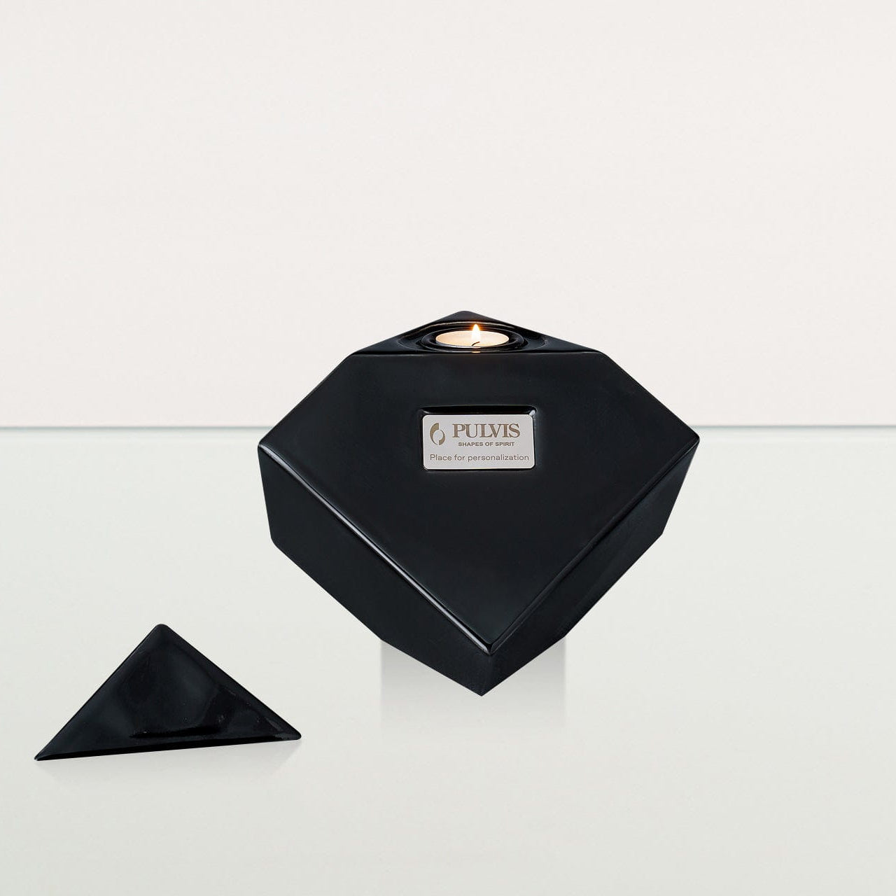 Abstract Cube Cremation Urn for Ashes - Large | Lamp Black | Ceramic Urn - Pulvis Art Urns