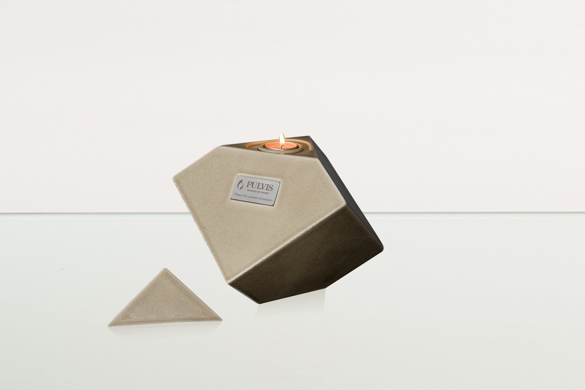 Abstract Handmade Cremation Urn for Ashes - Large | Beige Grey | Ceramic Urn - Pulvis Art Urns