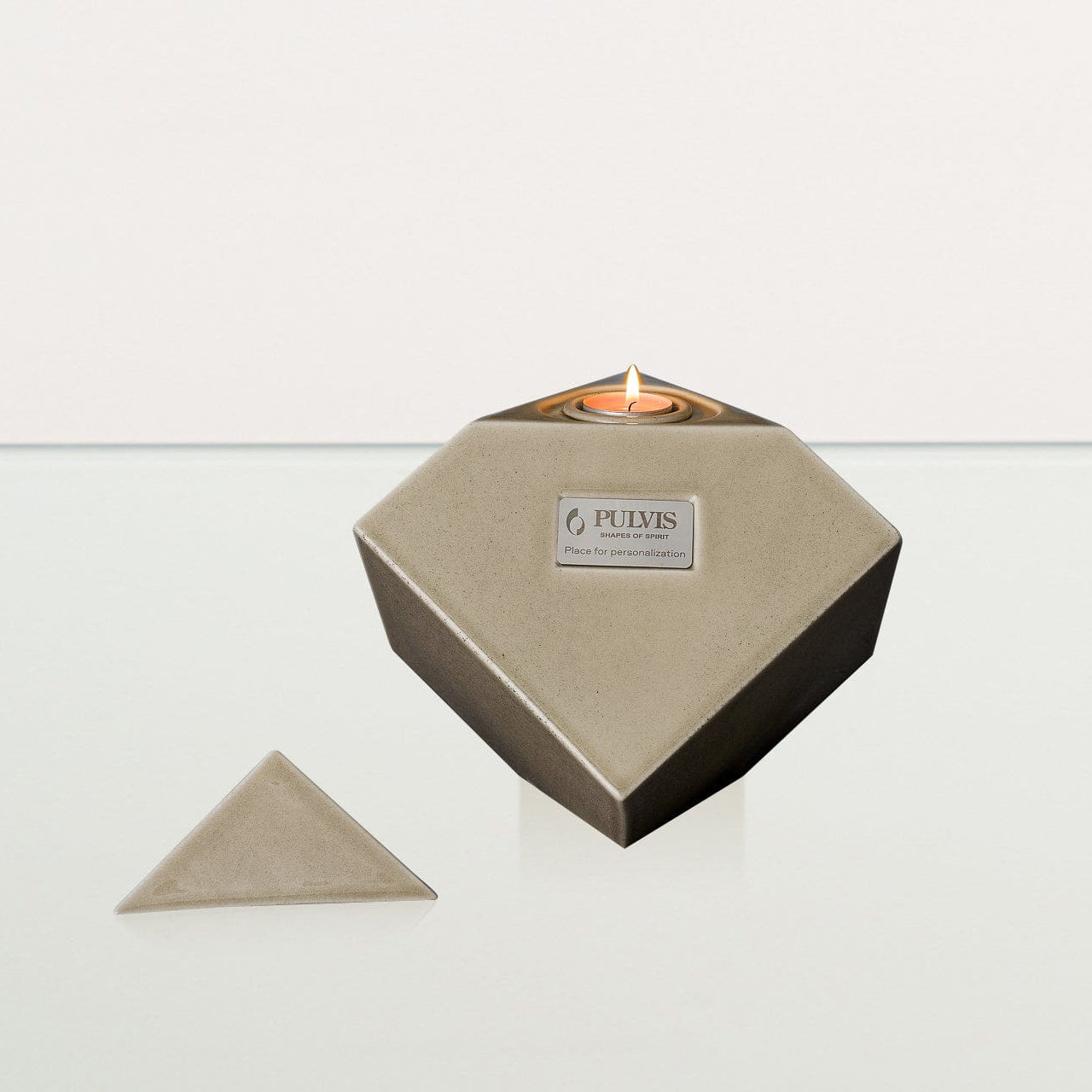 Abstract Handmade Cremation Urn for Ashes - Large | Beige Grey | Ceramic Urn - Pulvis Art Urns