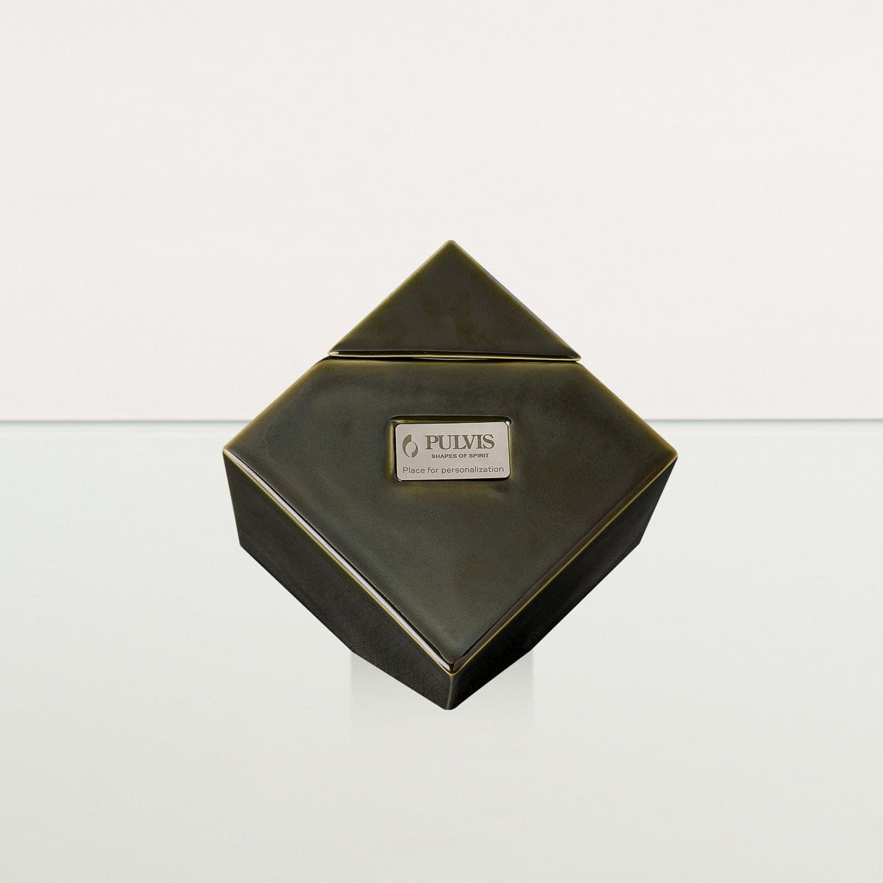 Abstract Handmade Cremation Urn for Ashes - Large | Oily Green | Ceramic Urn - Pulvis Art Urns