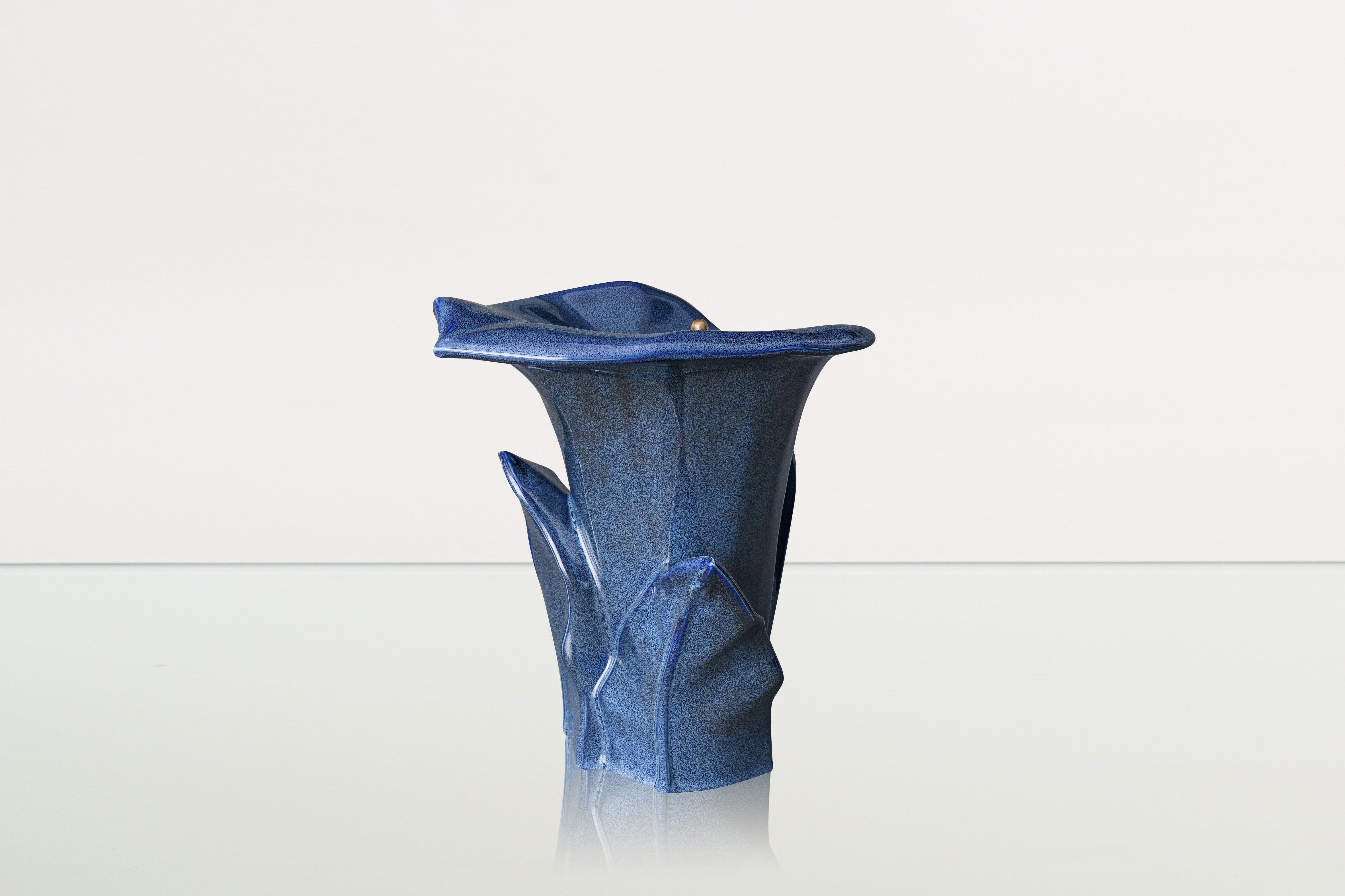 Calla Flower Memorial Urn for Ashes - Medium Urn | Blue Melange - Pulvis Art Urns