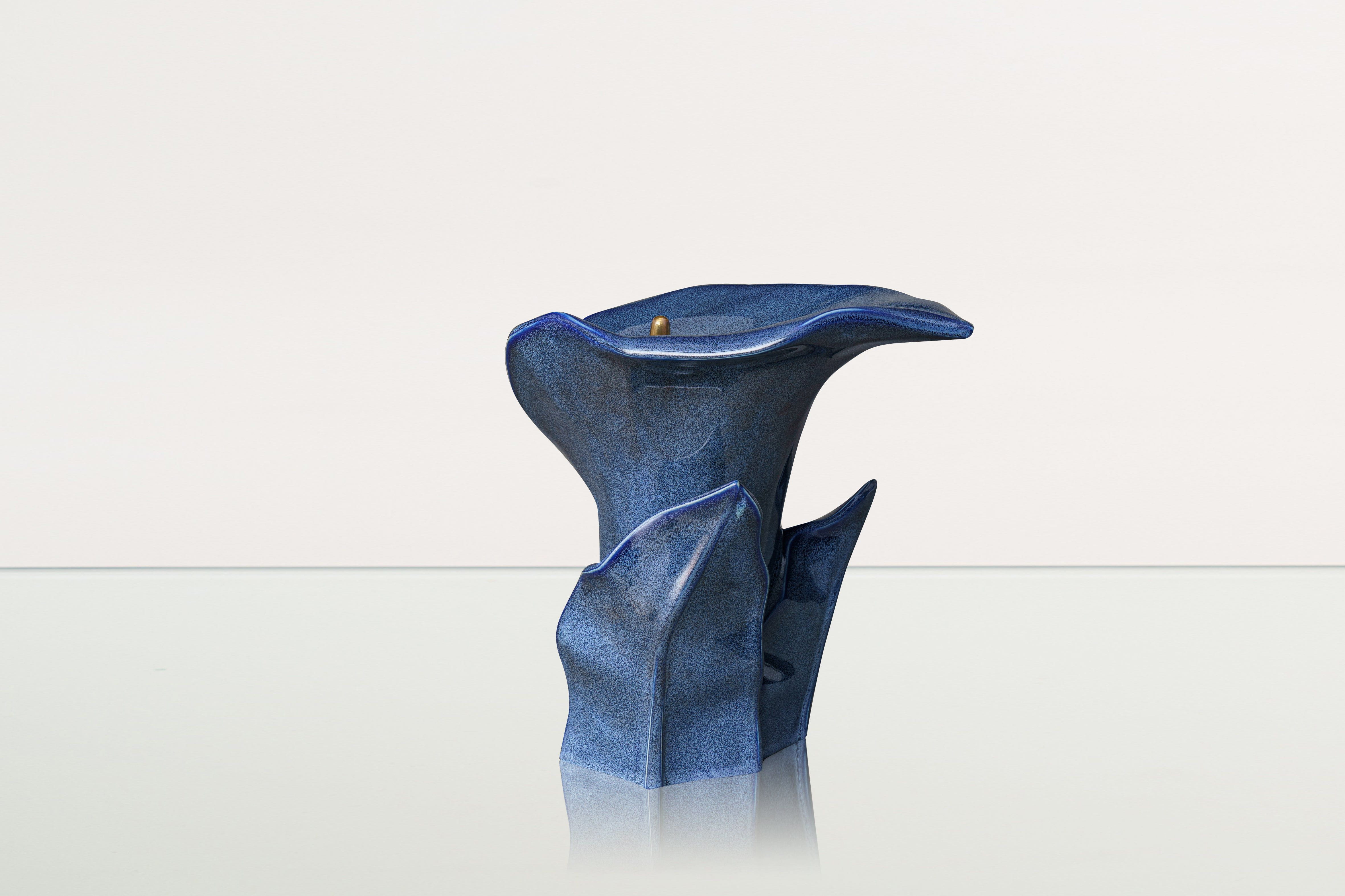 Calla Flower Memorial Urn for Ashes - Medium Urn | Blue Melange - Pulvis Art Urns