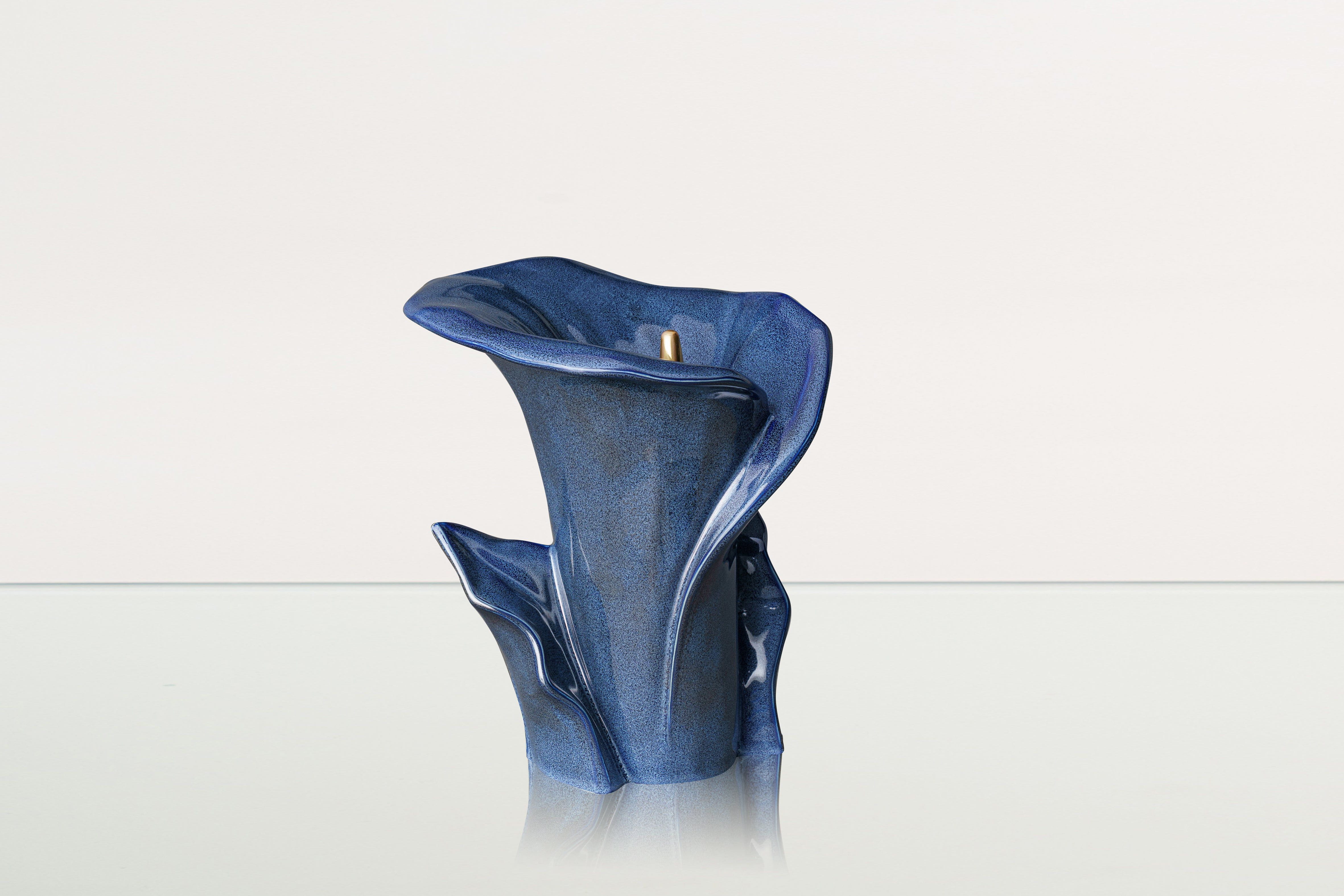 Calla Flower Memorial Urn for Ashes - Medium Urn | Blue Melange - Pulvis Art Urns