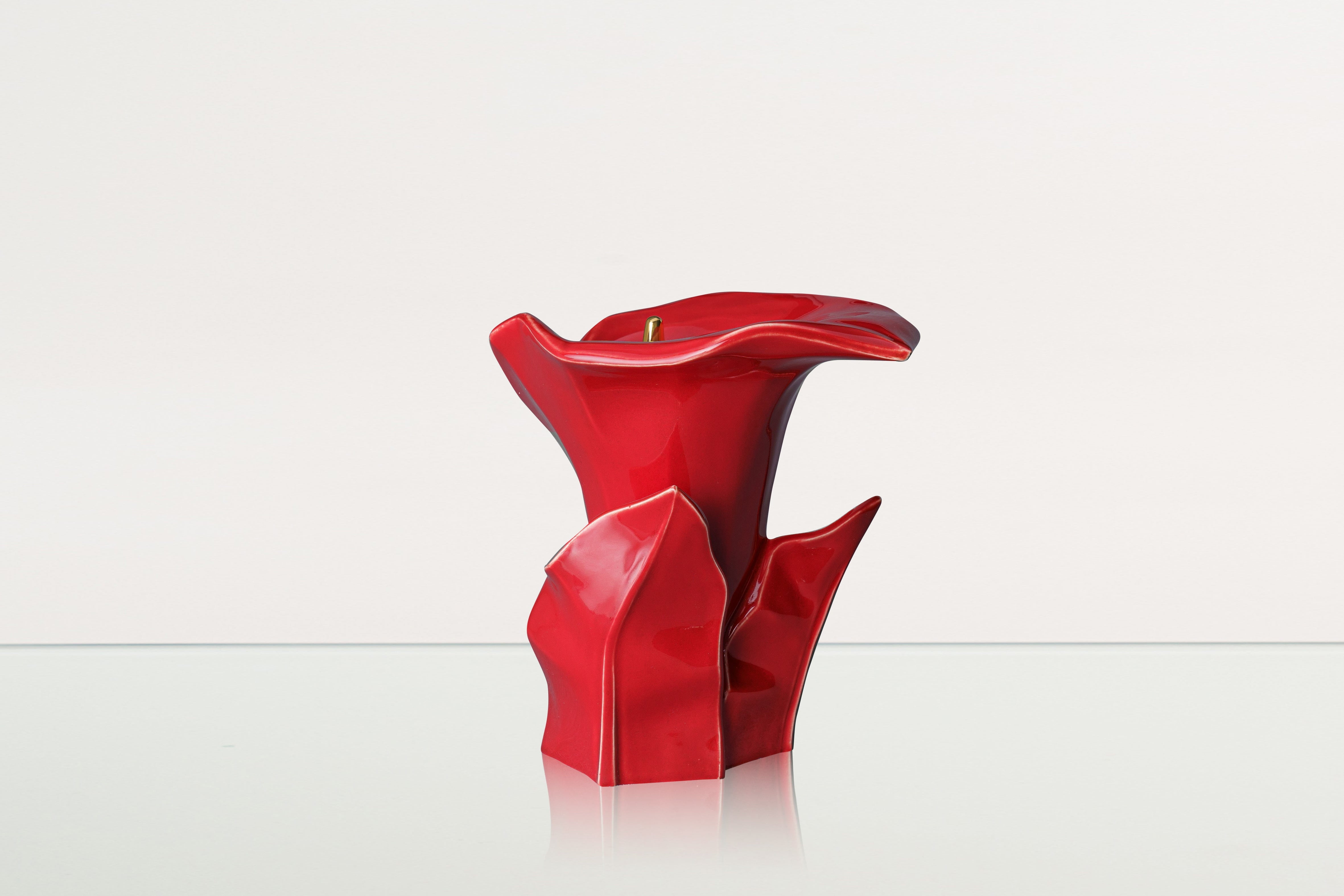Calla Flower Memorial Urn for Ashes - Medium Urn | Red - Pulvis Art Urns