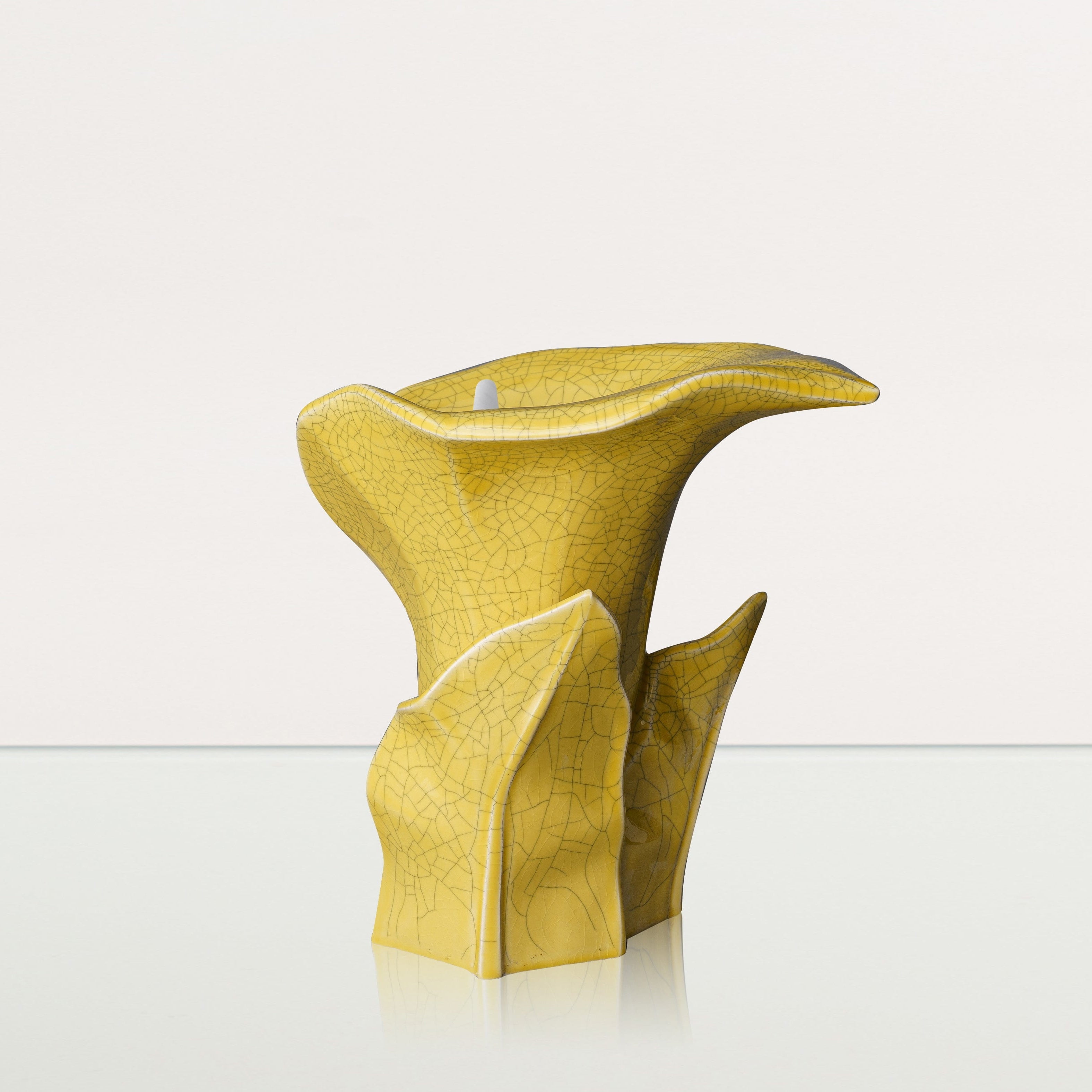 Calla Flower Memorial Urn for Ashes - Medium Urn | Yellow Craquelure - Pulvis Art Urns