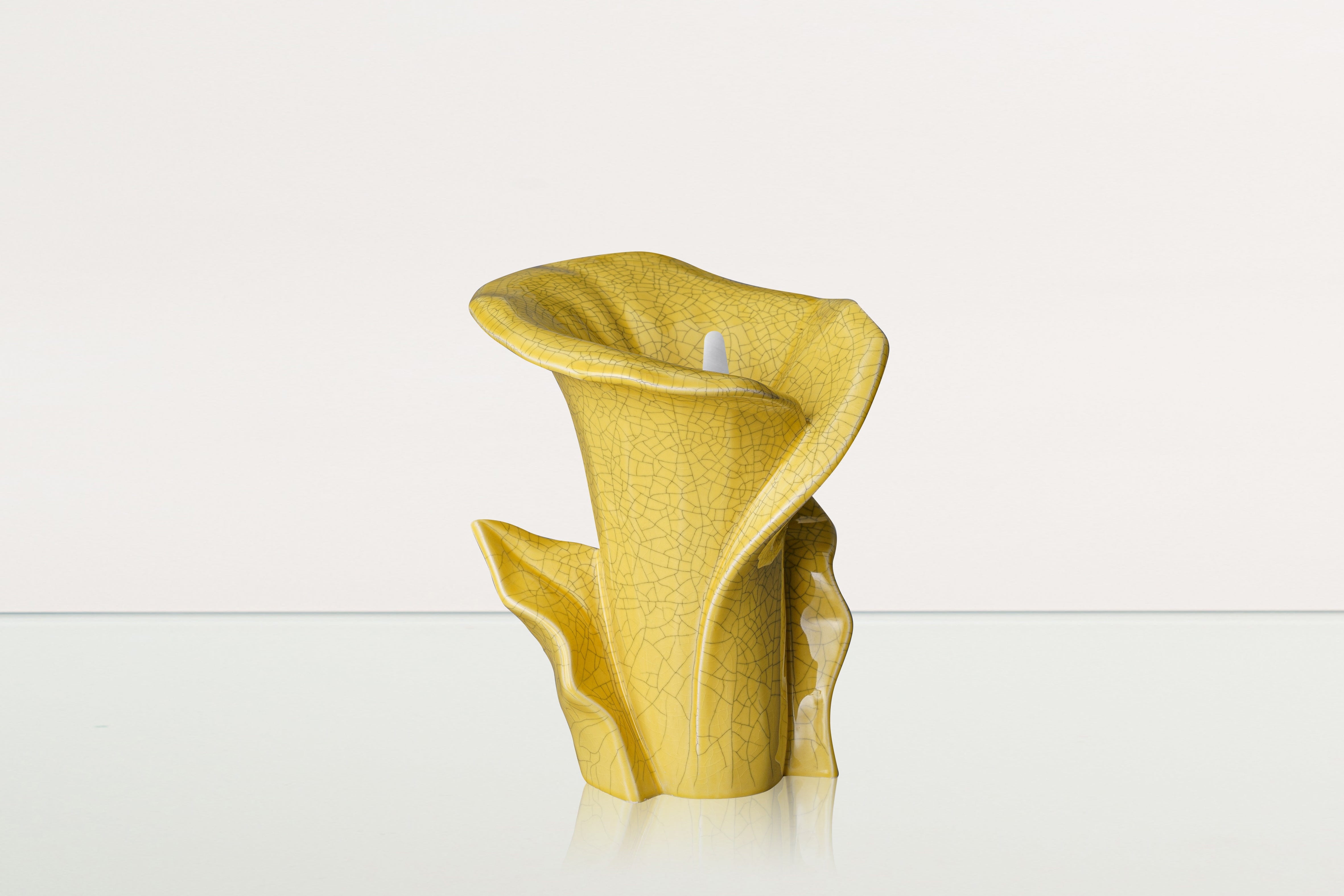 Calla Flower Memorial Urn for Ashes - Medium Urn | Yellow Craquelure - Pulvis Art Urns