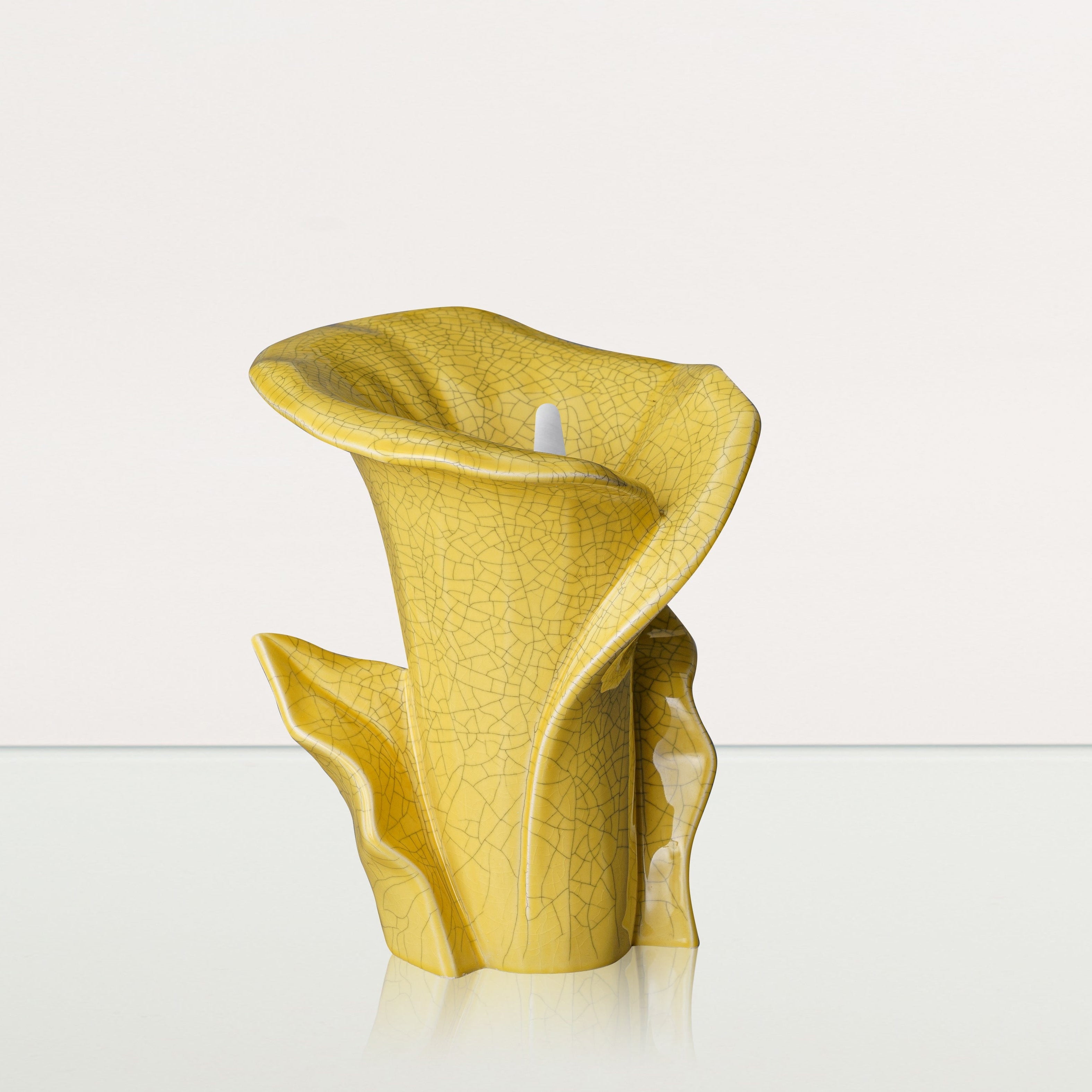 Calla Flower Memorial Urn for Ashes - Medium Urn | Yellow Craquelure - Pulvis Art Urns