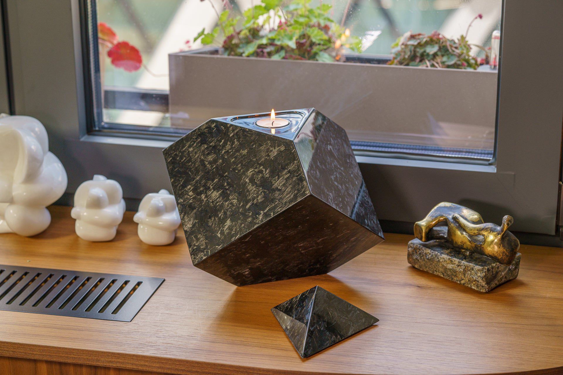 Carbon Fiber Cremation Urn "Abstract" - Forged Carbon Urn - Pulvis Art Urns