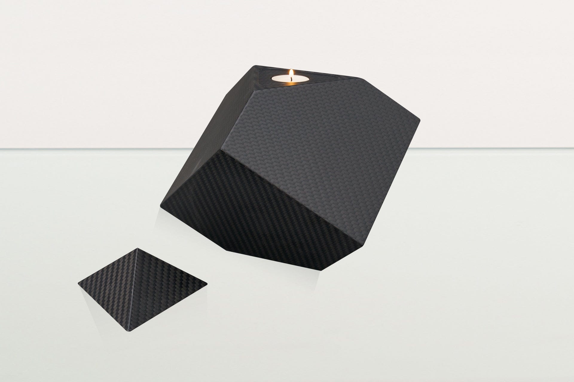 Carbon Fiber Cremation Urn "Abstract" - Twill Weave Carbon | Black Urn - Pulvis Art Urns