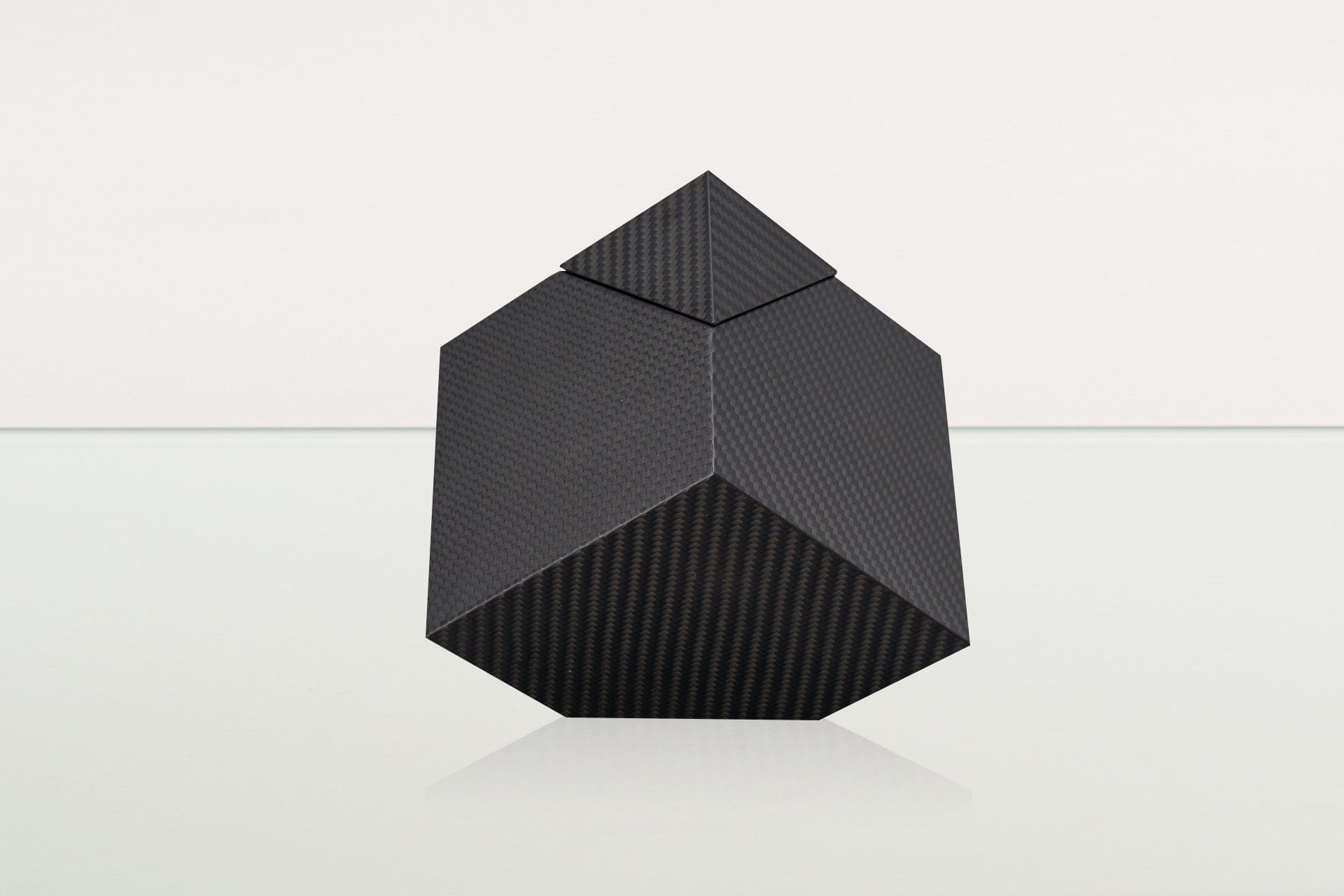 Carbon Fiber Cremation Urn "Abstract" - Twill Weave Carbon | Black Urn - Pulvis Art Urns