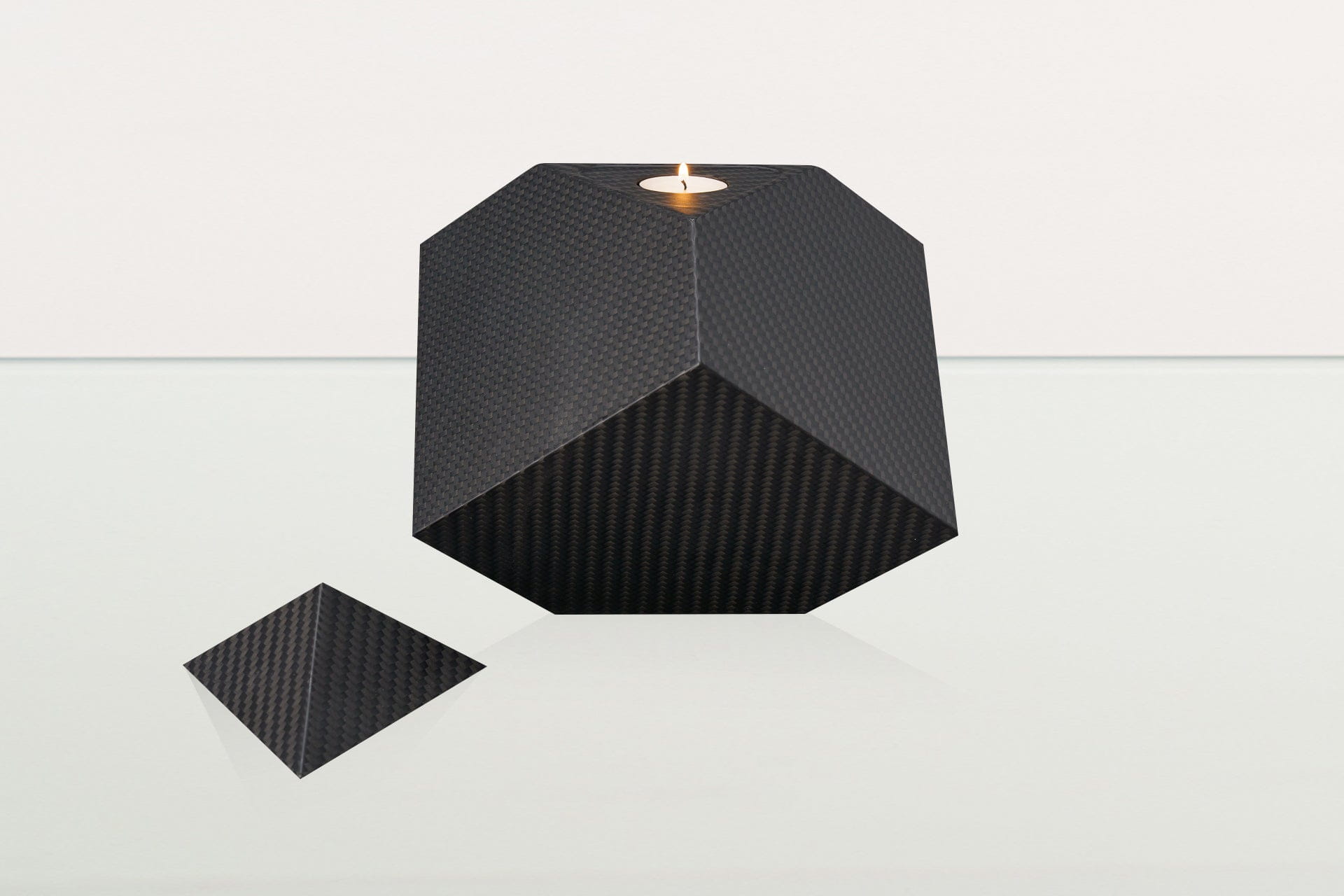 Carbon Fiber Cremation Urn "Abstract" - Twill Weave Carbon | Black Urn - Pulvis Art Urns