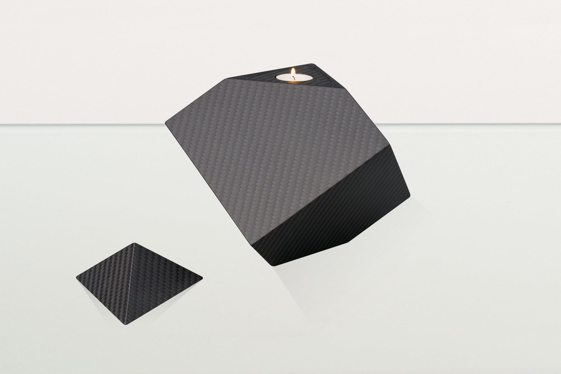 Carbon Fiber Cremation Urn "Abstract" - Twill Weave Carbon | Black Urn - Pulvis Art Urns