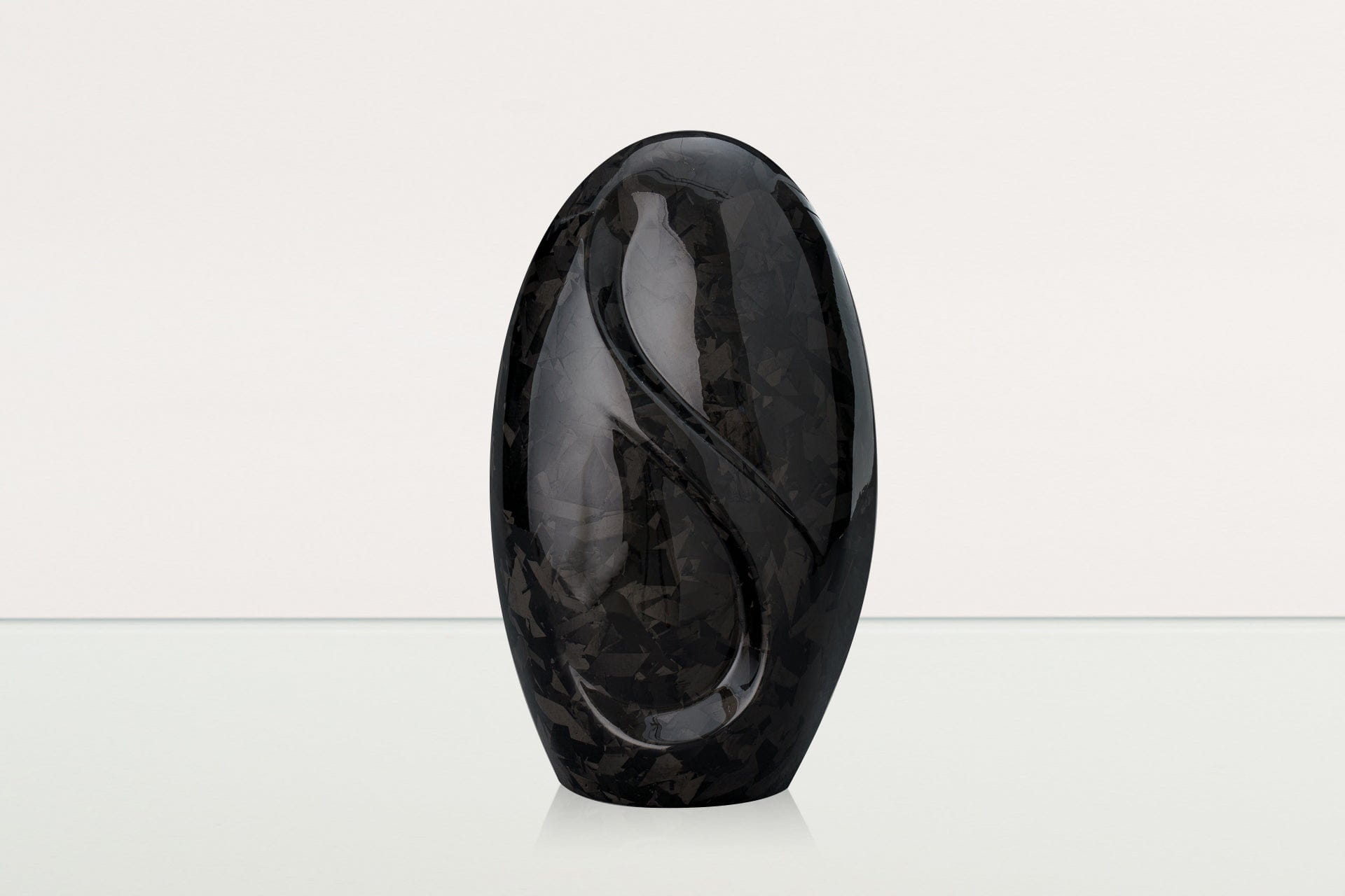 Carbon Fiber Cremation Urn "Eternity" - Forged Carbon | Black | LED Candle - Pulvis Art Urns