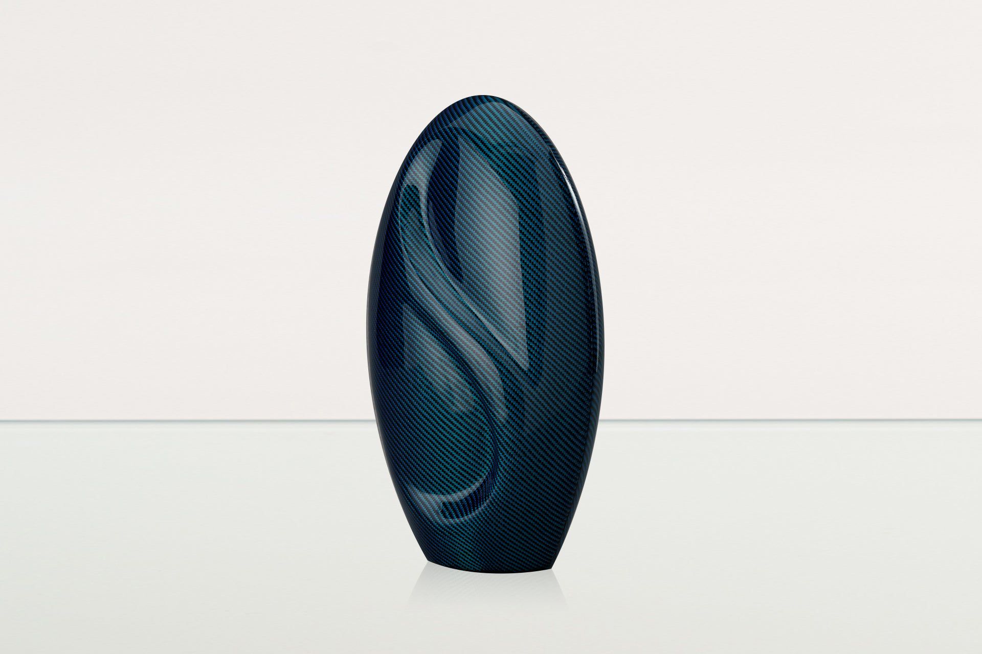 Carbon Fiber Cremation Urn "Eternity" - Twill Weave Carbon | Blue Urn - Pulvis Art Urns