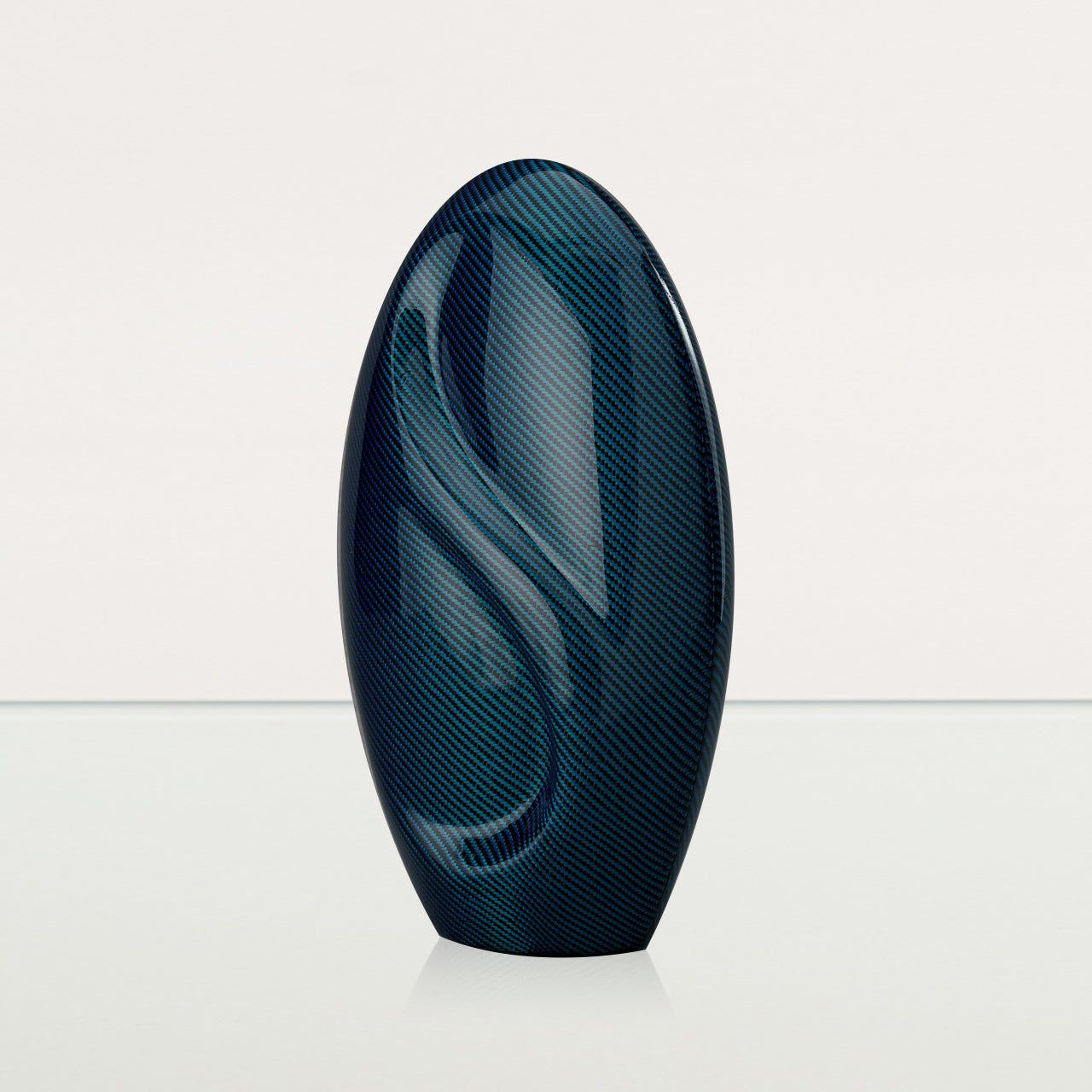 Carbon Fiber Cremation Urn "Eternity" - Twill Weave Carbon | Blue Urn - Pulvis Art Urns