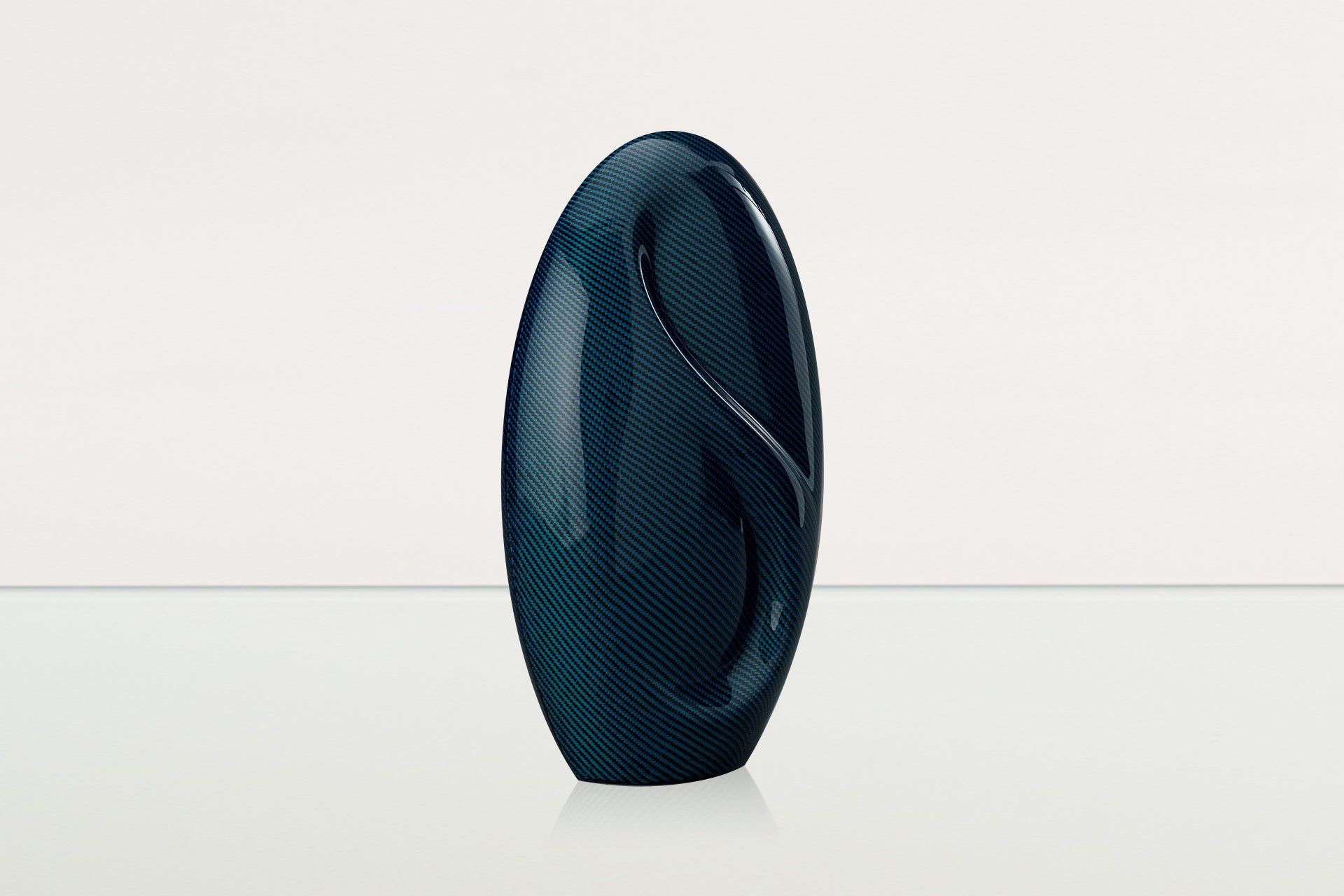 Carbon Fiber Cremation Urn "Eternity" - Twill Weave Carbon | Blue Urn - Pulvis Art Urns