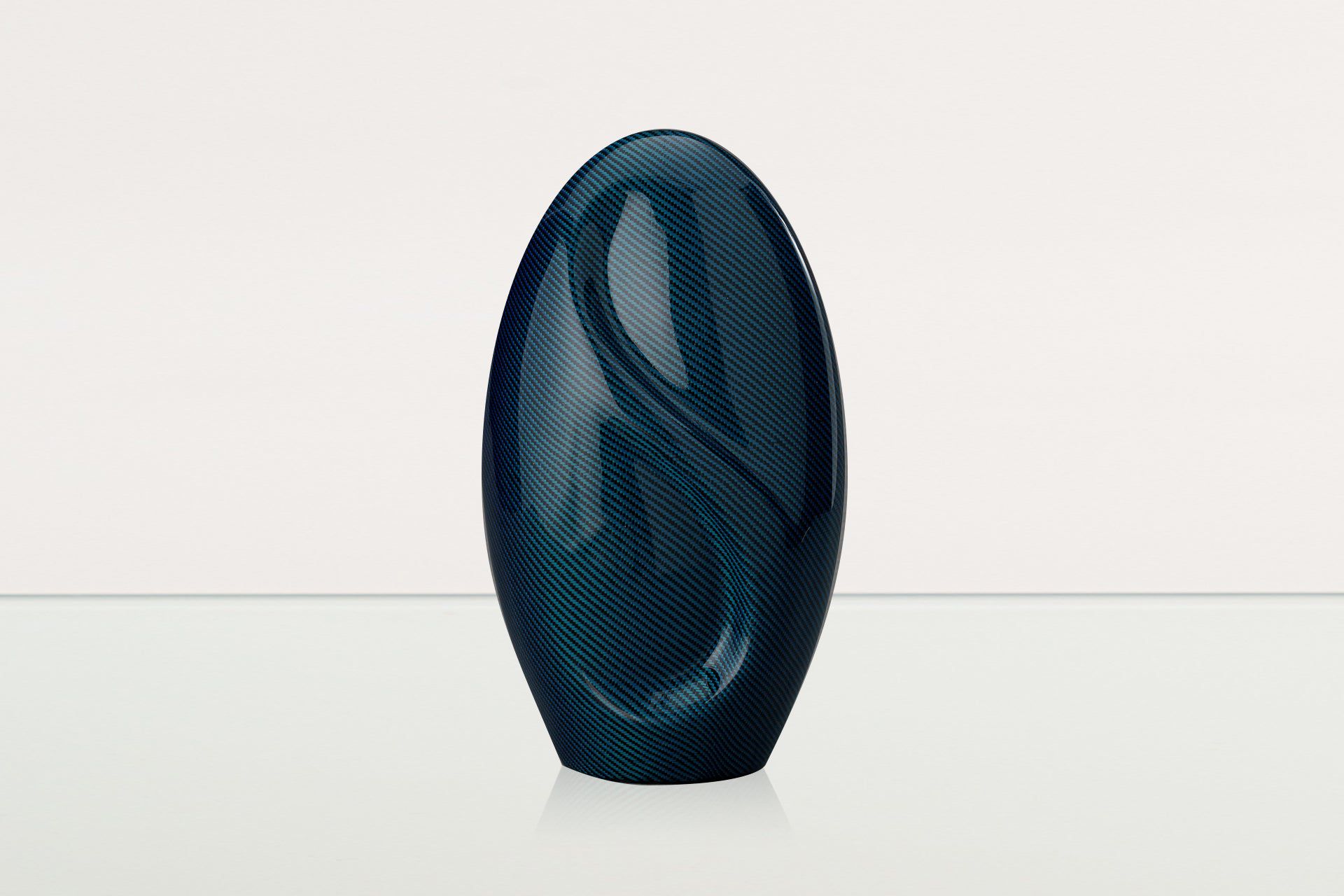 Carbon Fiber Cremation Urn "Eternity" - Twill Weave Carbon | Blue Urn - Pulvis Art Urns