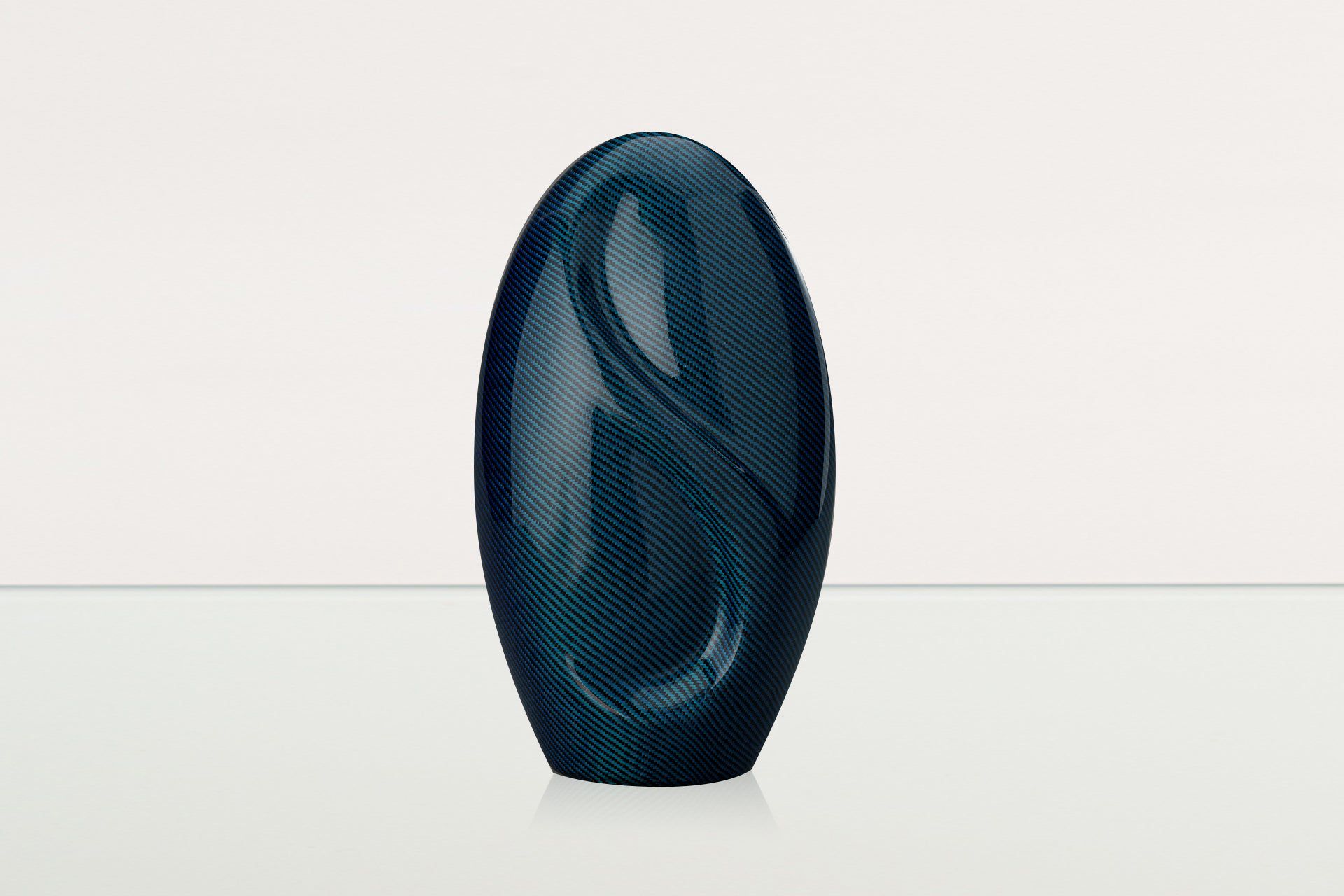 Carbon Fiber Cremation Urn "Eternity" - Twill Weave Carbon | Blue Urn - Pulvis Art Urns