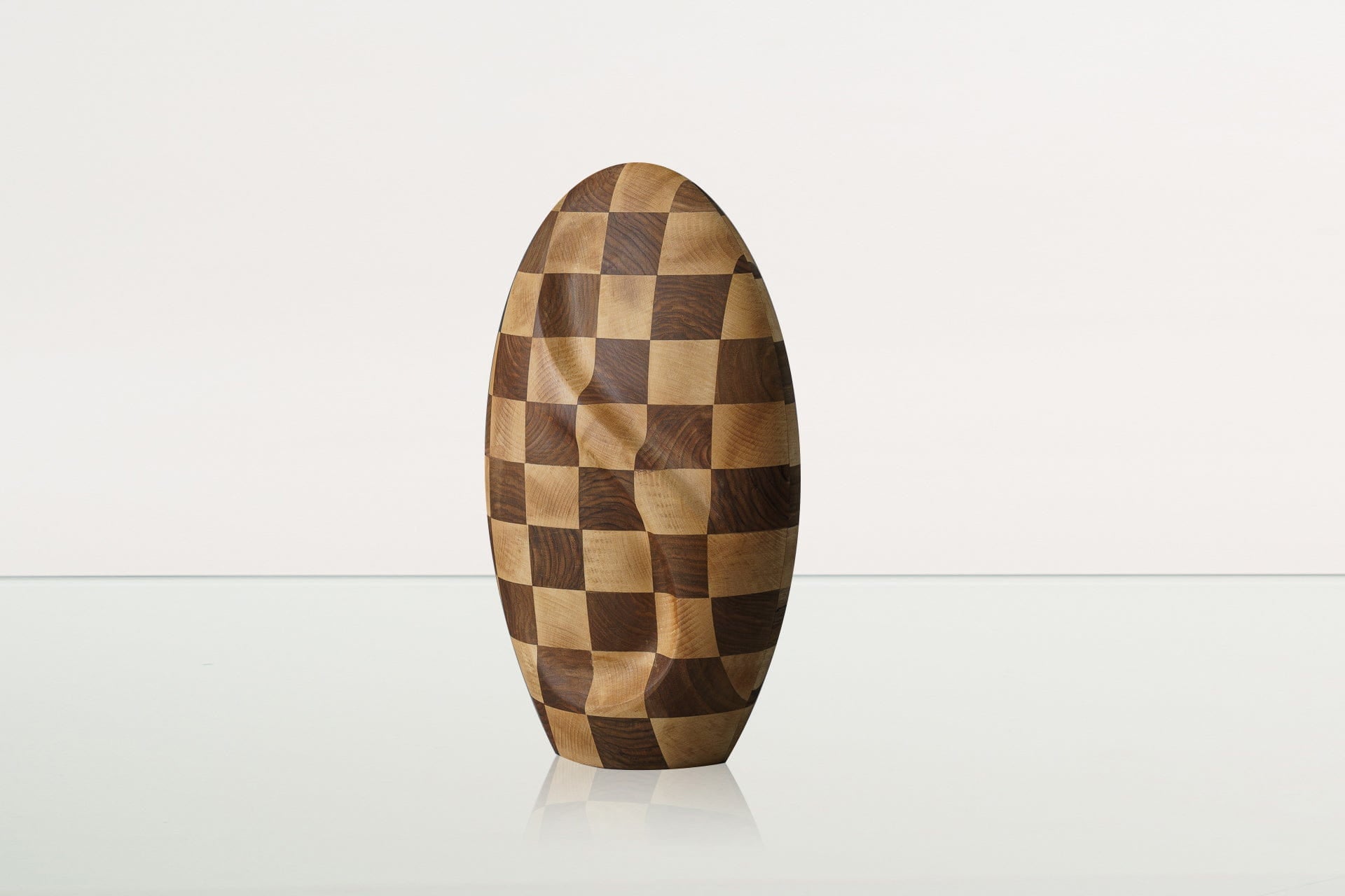 Checked Wooden Urn "Eternity" - Genuine Walnut & Beech Urn - Pulvis Art Urns