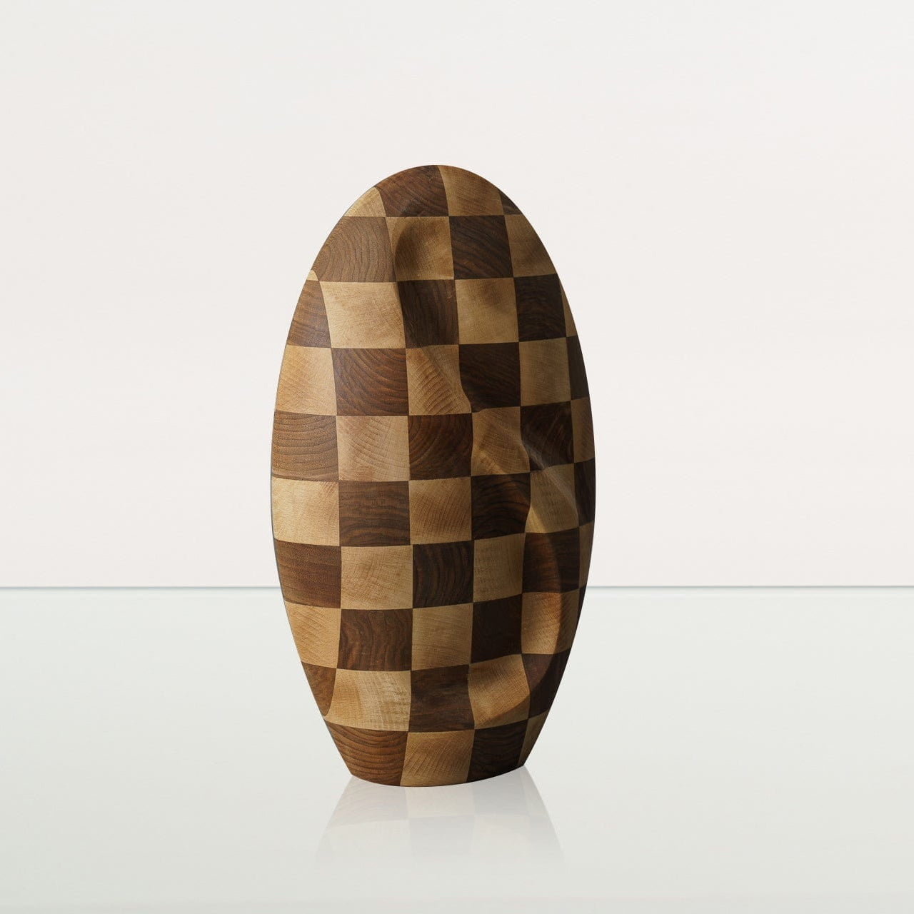 Checked Wooden Urn "Eternity" - Genuine Walnut & Beech Urn - Pulvis Art Urns