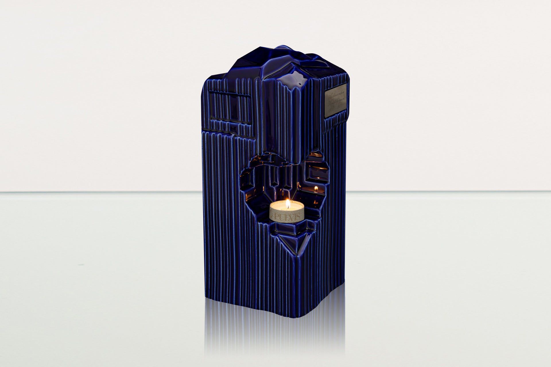 Cremation Candle Urn for Ashes "Heart" - Large | Blue Night | Ceramic Urn - Pulvis Art Urns