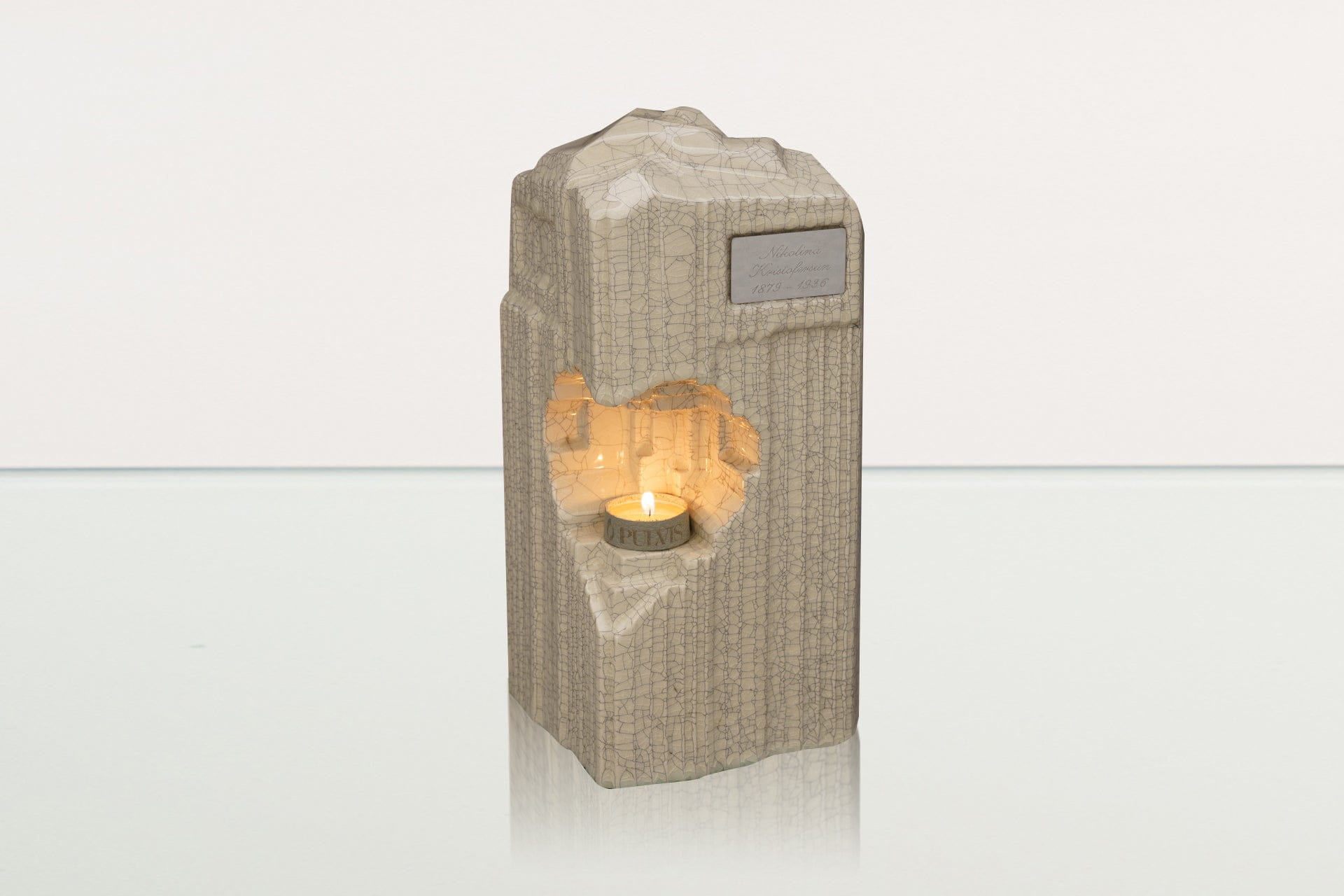 Cremation Candle Urn for Ashes "Heart" - Large | Craquelure | Ceramic Urn - Pulvis Art Urns