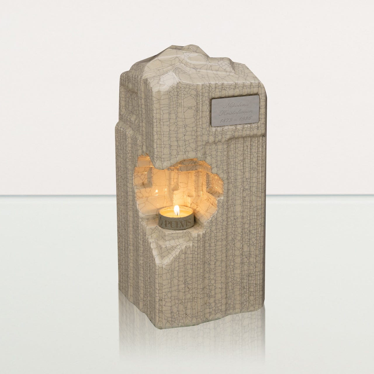 Cremation Candle Urn for Ashes "Heart" - Large | Craquelure | Ceramic Urn - Pulvis Art Urns