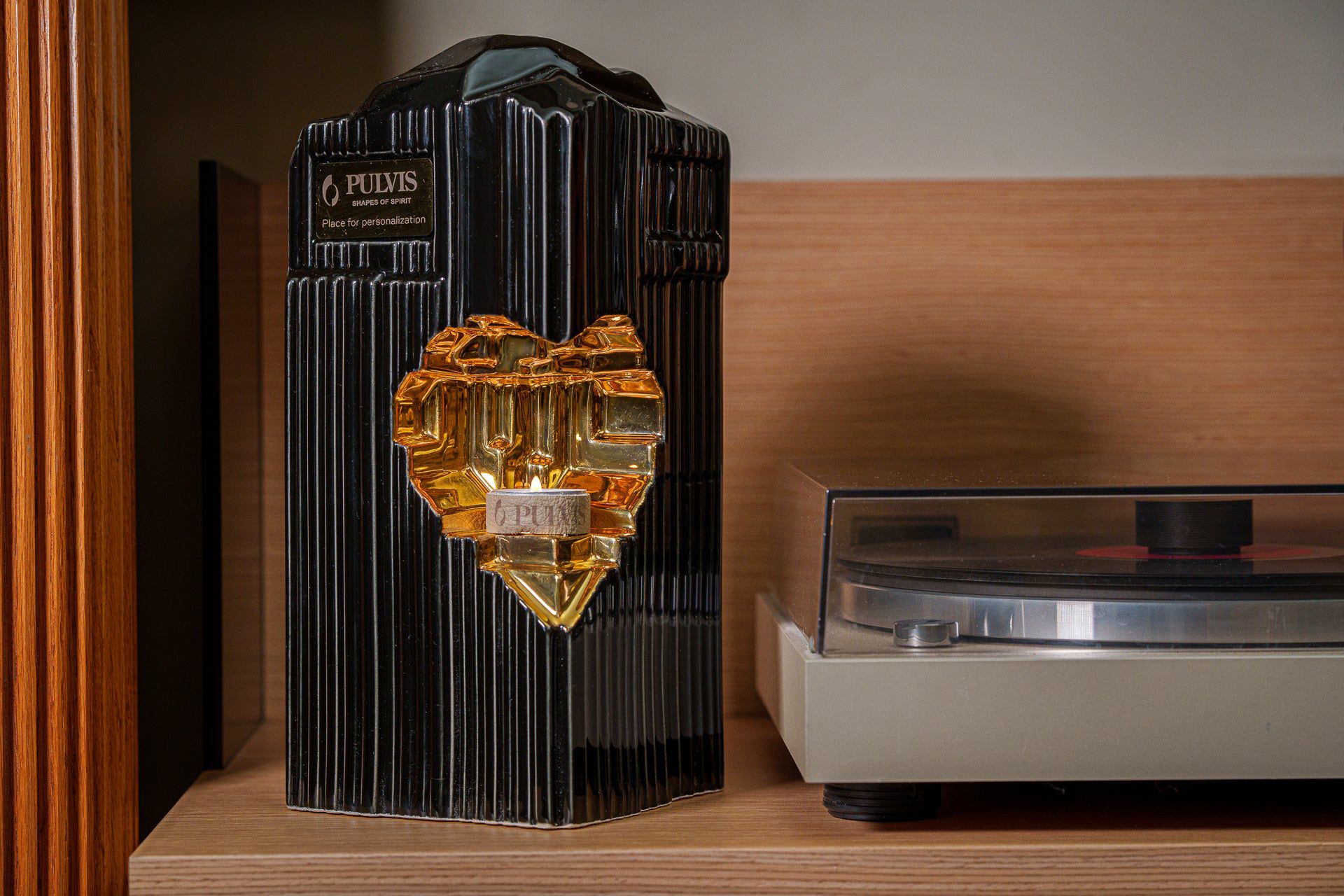 Cremation Candle Urn for Ashes "Heart" - Large | Lamp Black | Ceramic Urn - Pulvis Art Urns