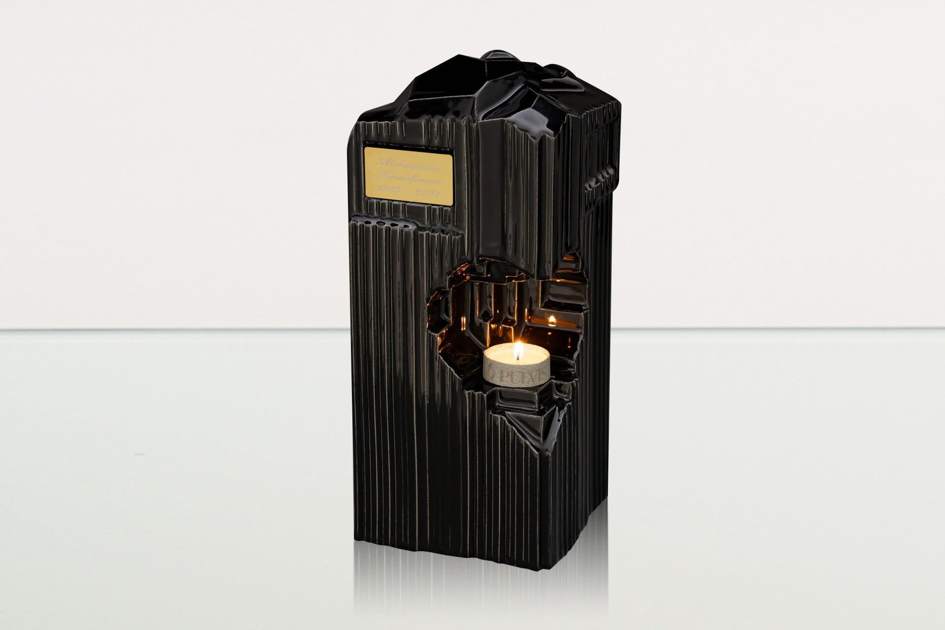 Cremation Candle Urn for Ashes "Heart" - Large | Lamp Black | Ceramic Urn - Pulvis Art Urns