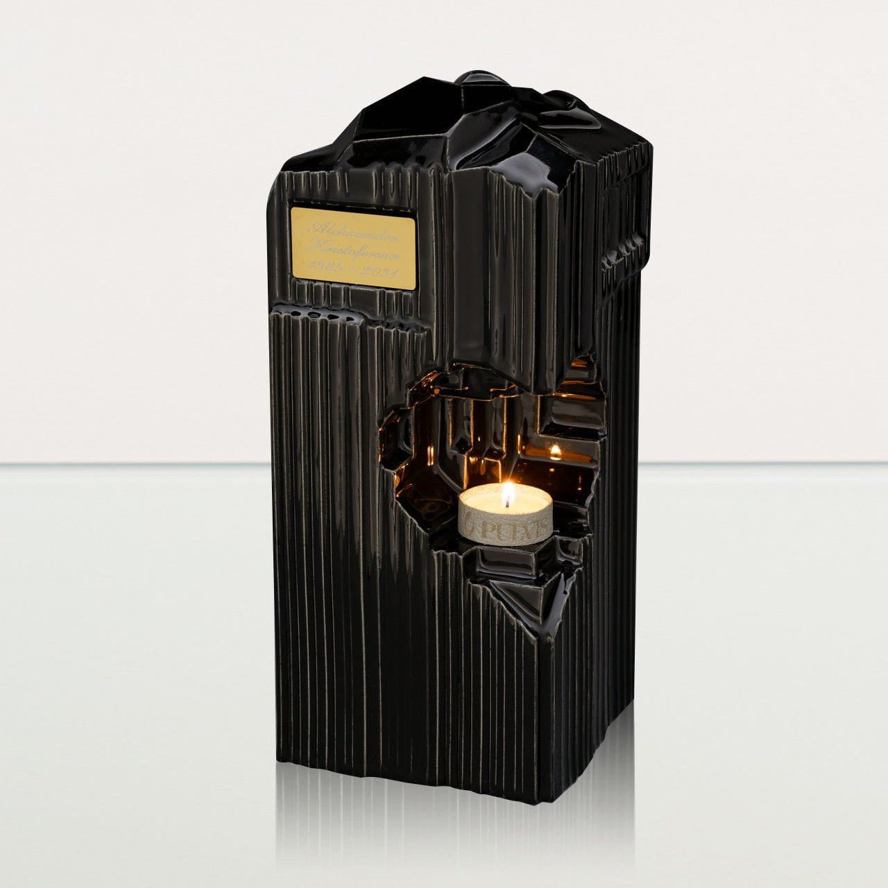 Cremation Candle Urn for Ashes "Heart" - Large | Lamp Black | Ceramic Urn - Pulvis Art Urns