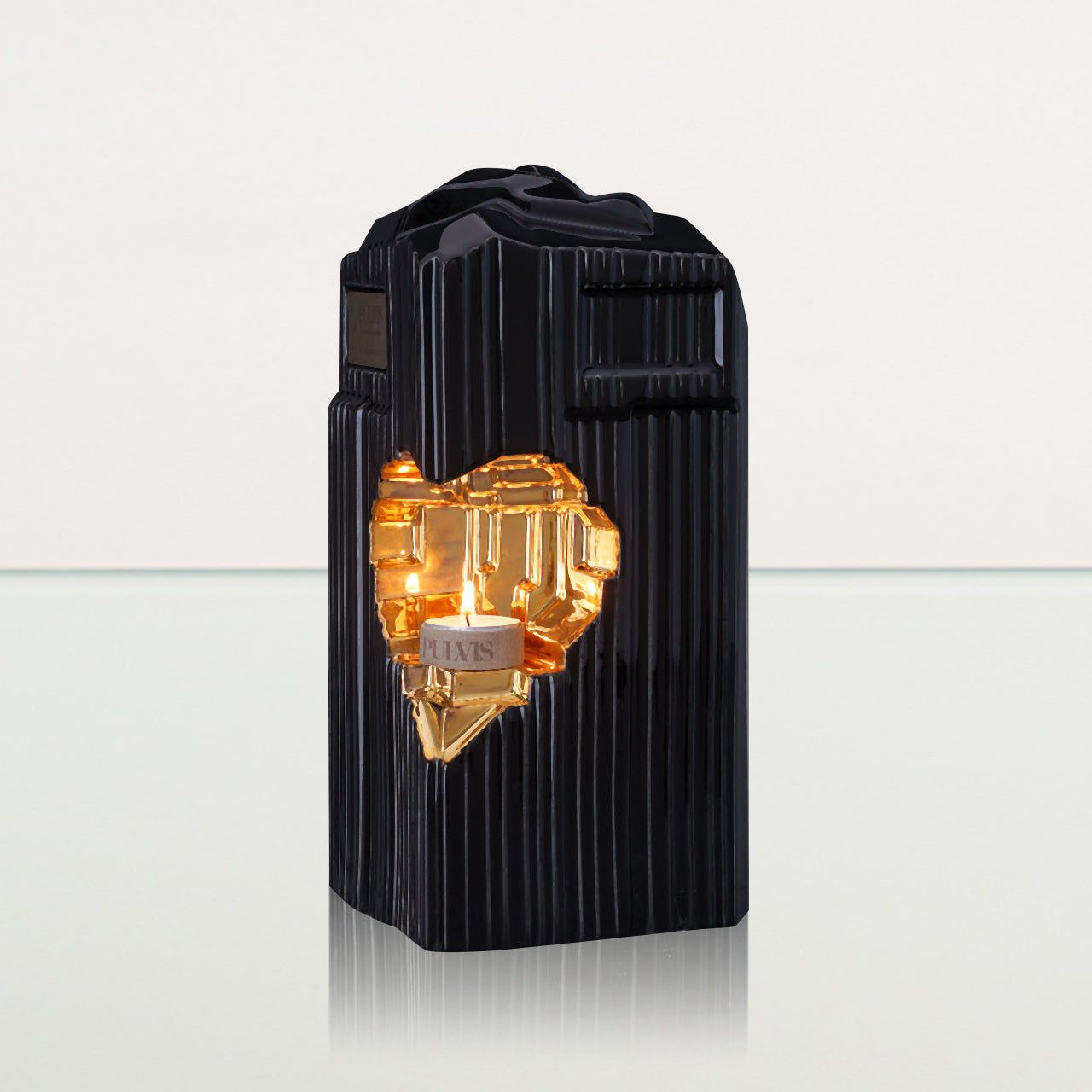 Cremation Candle Urn for Ashes "Heart" - Large | Lamp Black | Ceramic Urn - Pulvis Art Urns