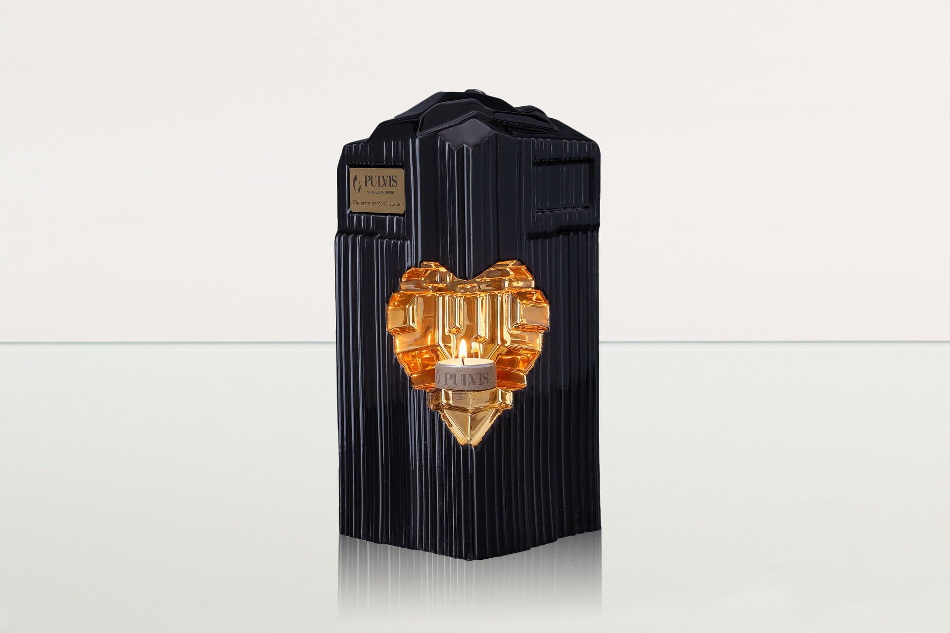 Cremation Candle Urn for Ashes "Heart" - Large | Lamp Black | Ceramic Urn - Pulvis Art Urns