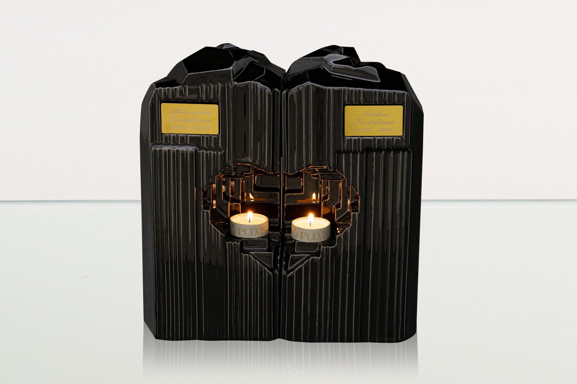 Cremation Candle Urn for Ashes "Heart" - Large | Lamp Black | Ceramic Urn - Pulvis Art Urns