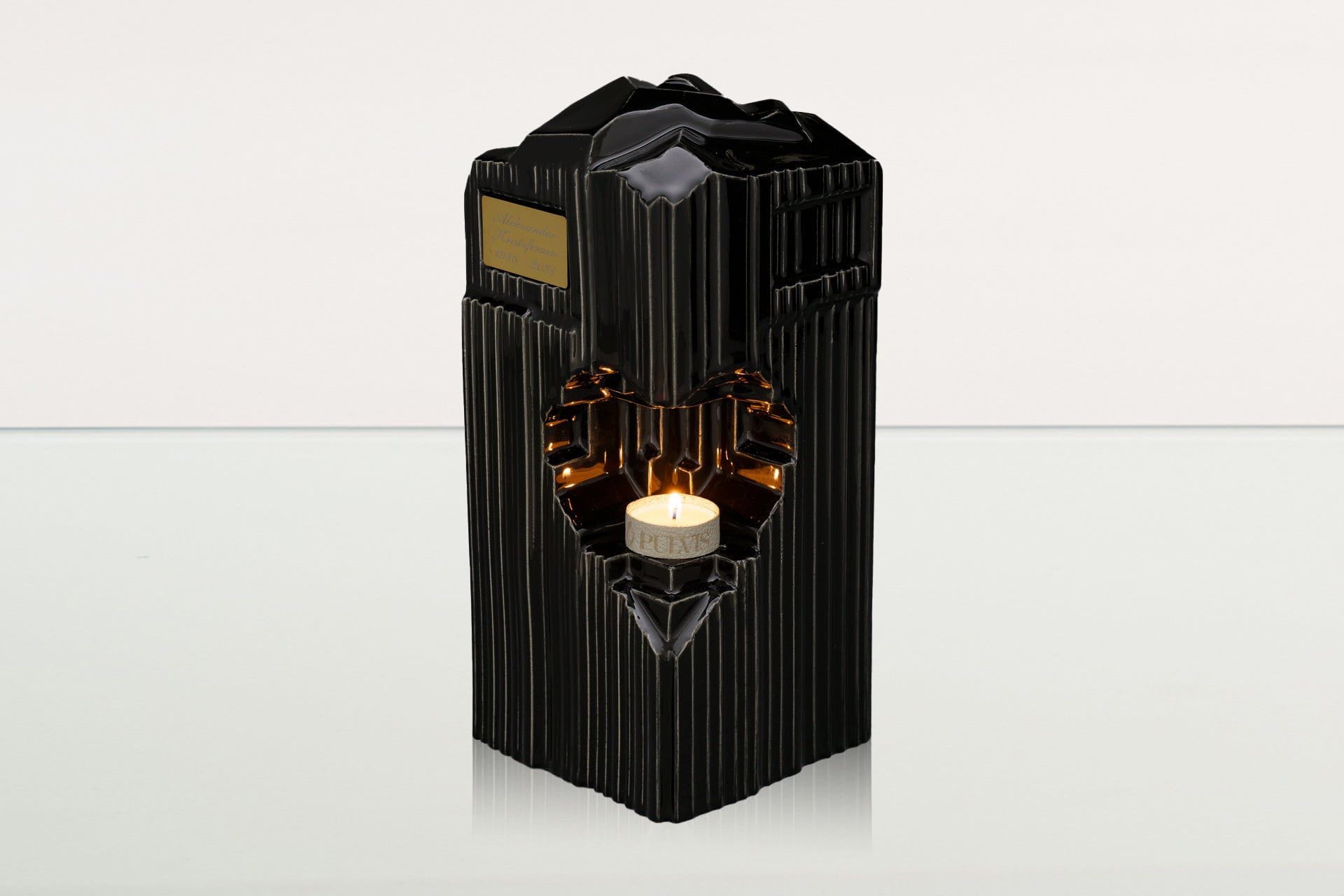 Cremation Candle Urn for Ashes "Heart" - Large | Lamp Black | Ceramic Urn - Pulvis Art Urns