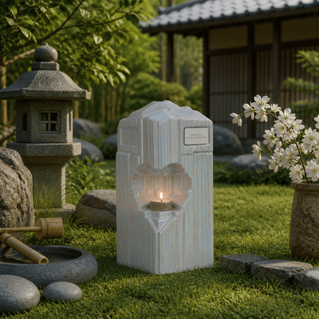 Pulvis Art Urns Adult Size Urn Cremation Candle Urn for Ashes "Heart" - Large | Pearly White | Ceramic Urn