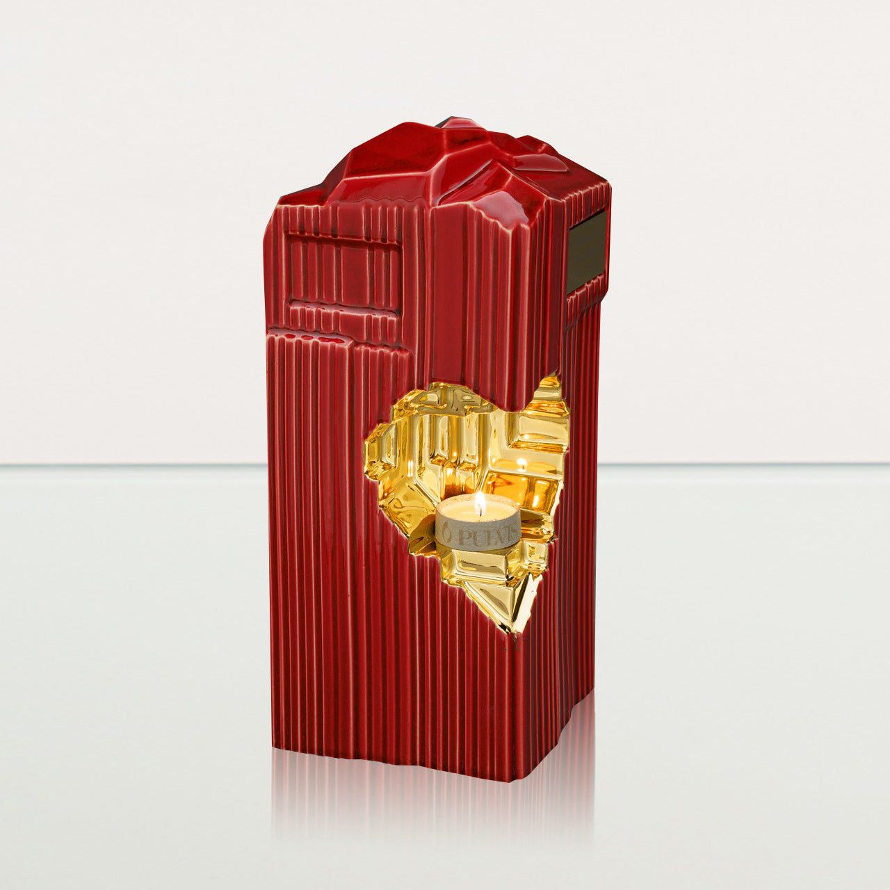 Cremation Candle Urn for Ashes "Heart" - Large | Red | Ceramic Urn - Pulvis Art Urns