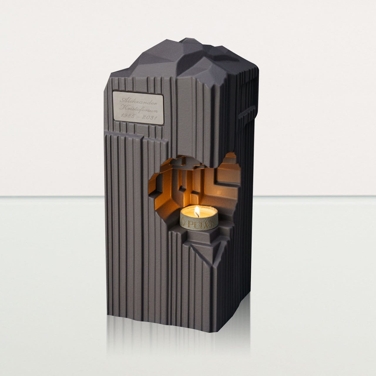 Cremation Candle Urn for Ashes "Heart" - Large Urn | Grey Matte | Ceramic - Pulvis Art Urns